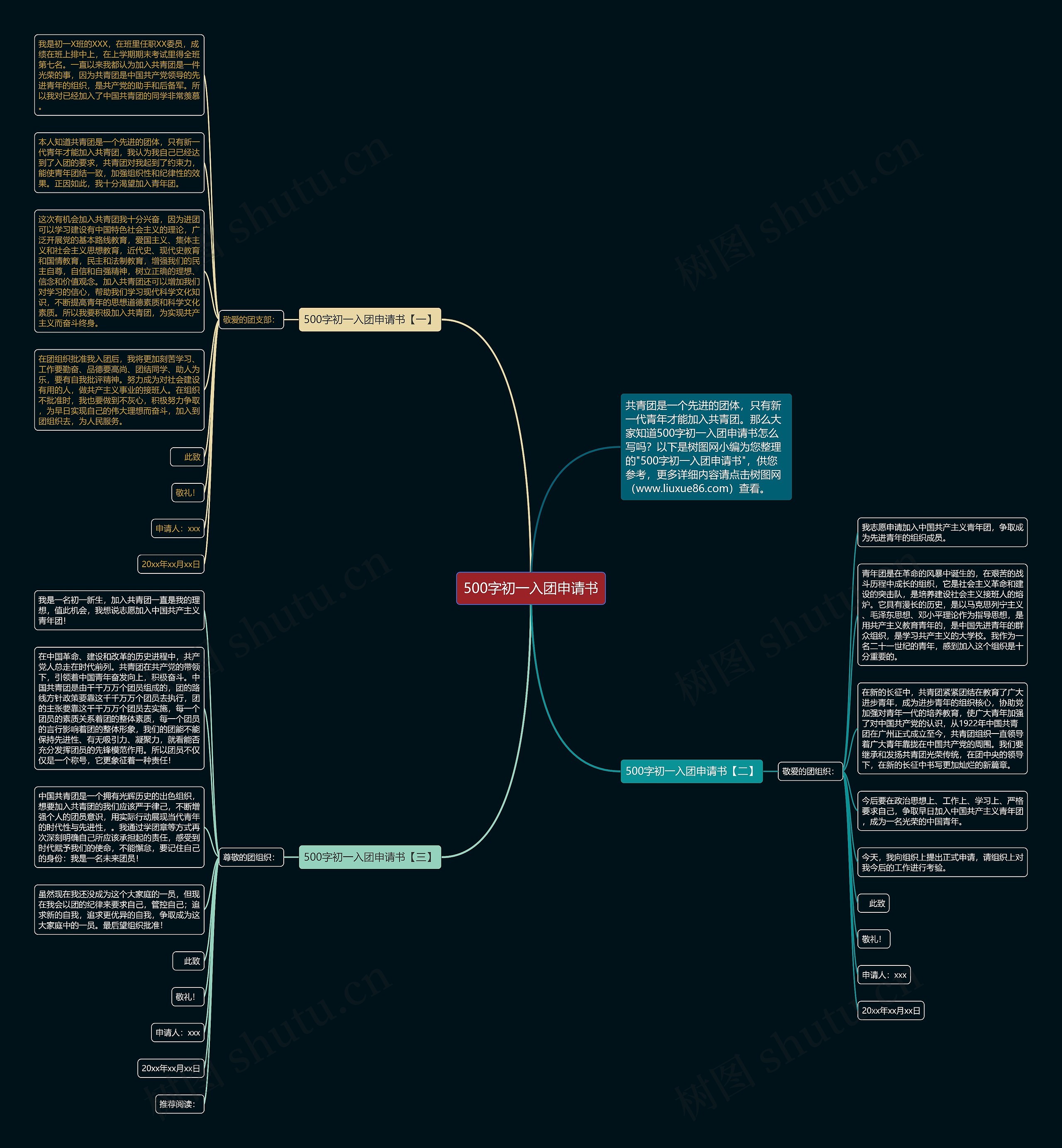 500字初一入团申请书思维导图