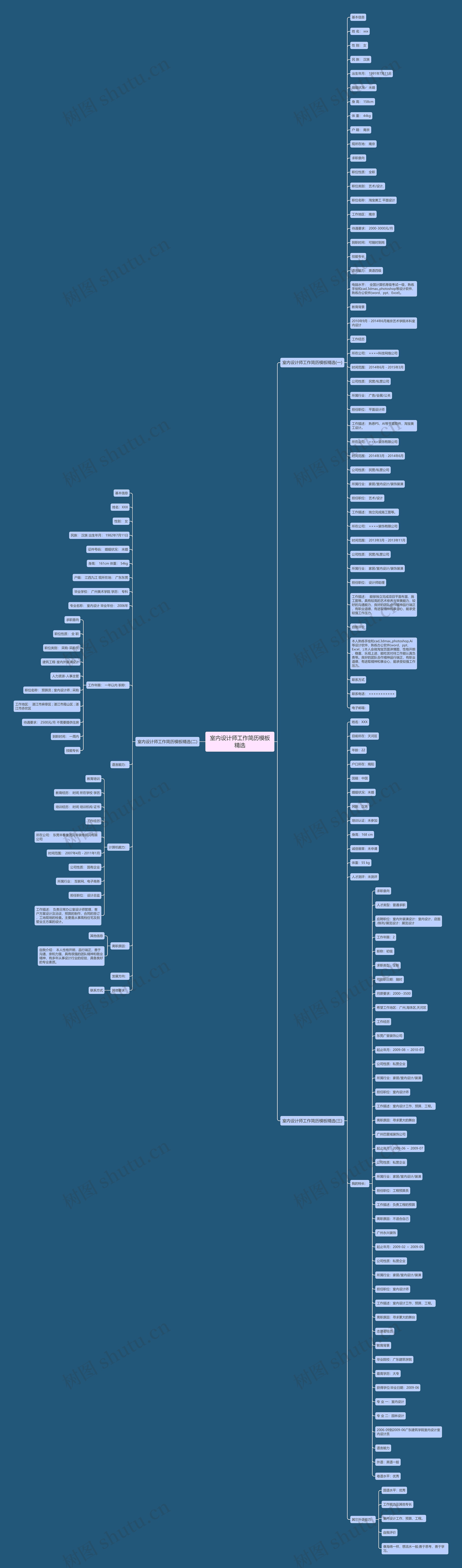 室内设计师工作简历精选思维导图