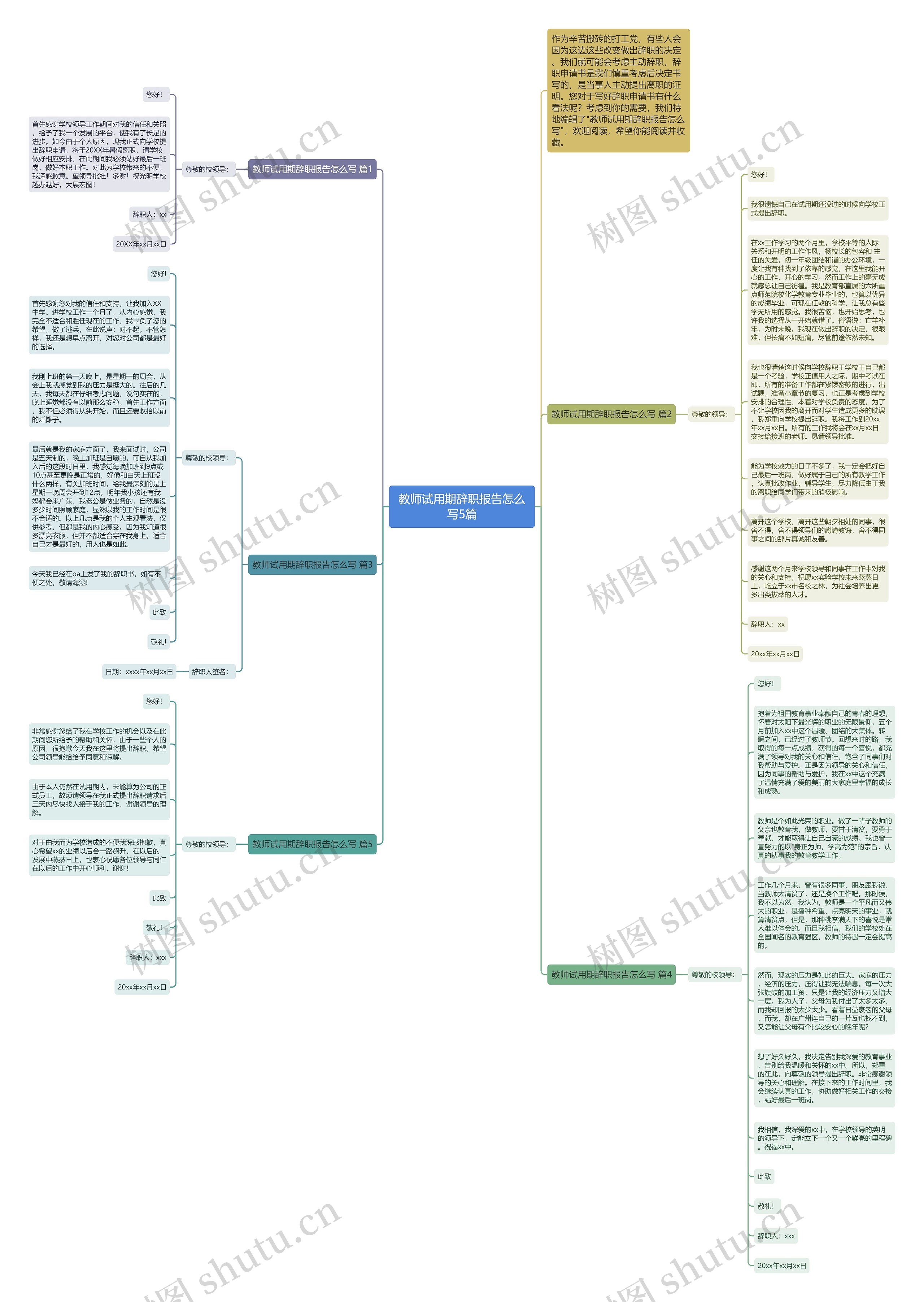 教师试用期辞职报告怎么写5篇思维导图