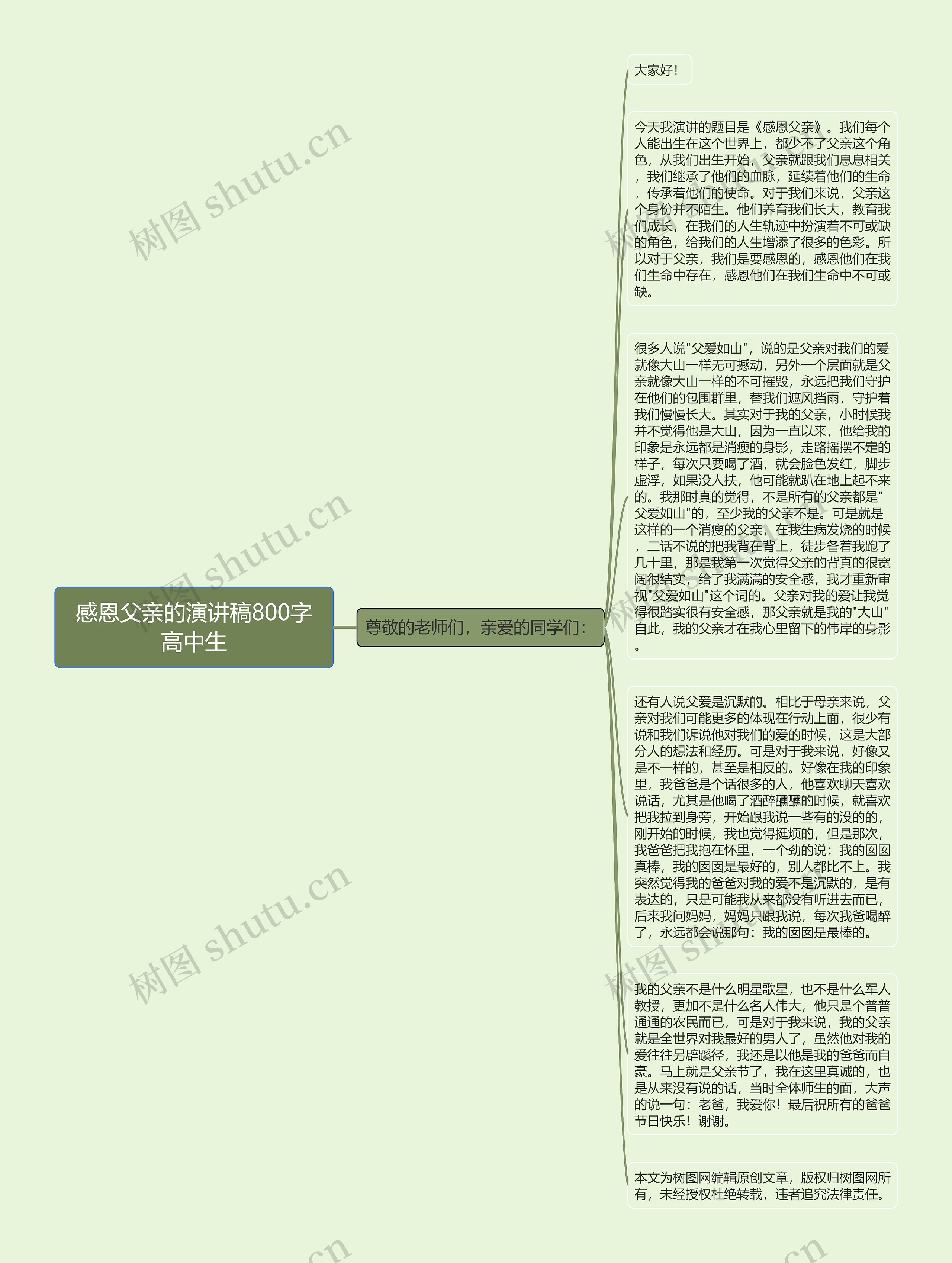 感恩父亲的演讲稿800字高中生思维导图