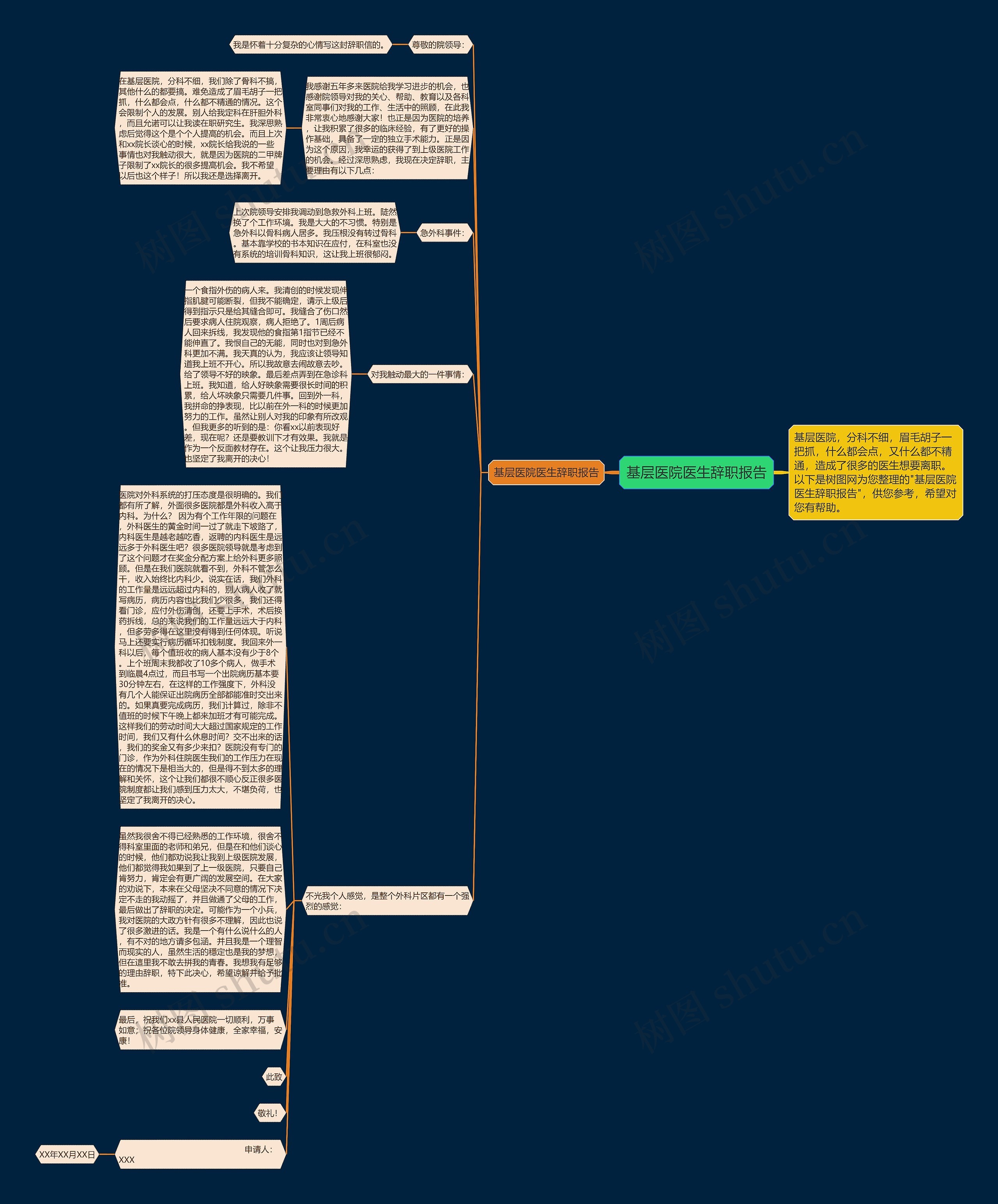 基层医院医生辞职报告思维导图
