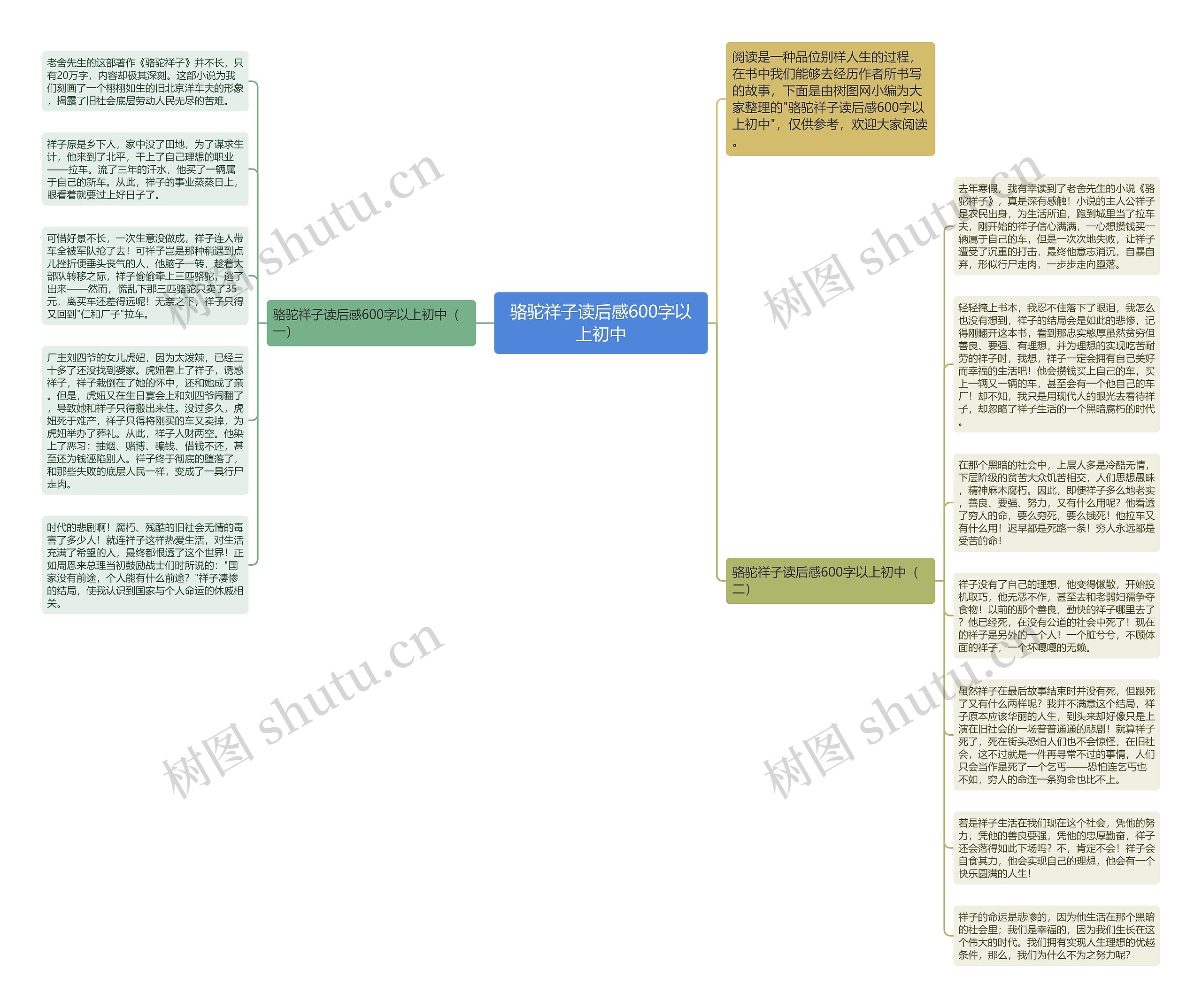 骆驼祥子读后感600字以上初中思维导图