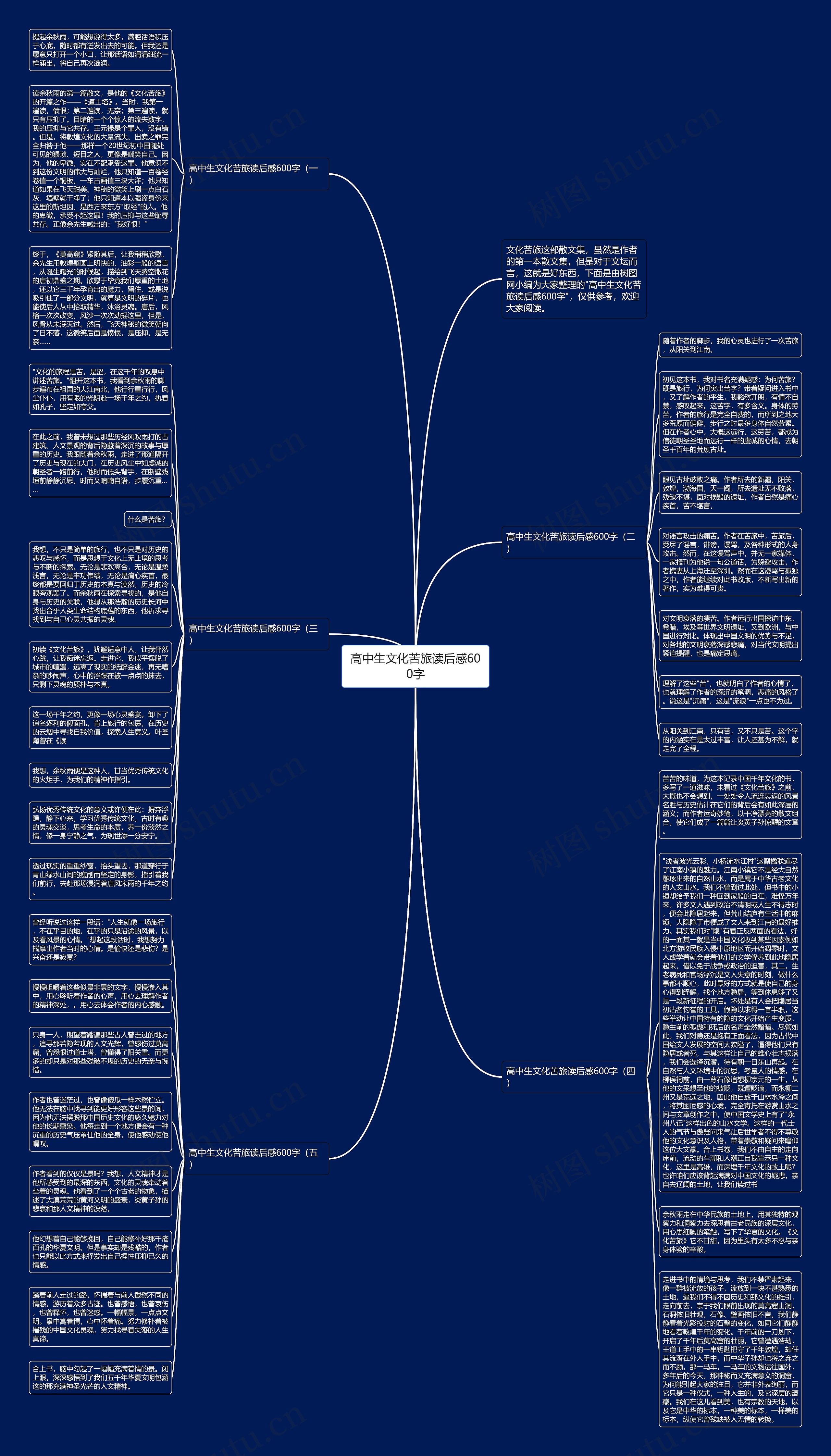 高中生文化苦旅读后感600字思维导图