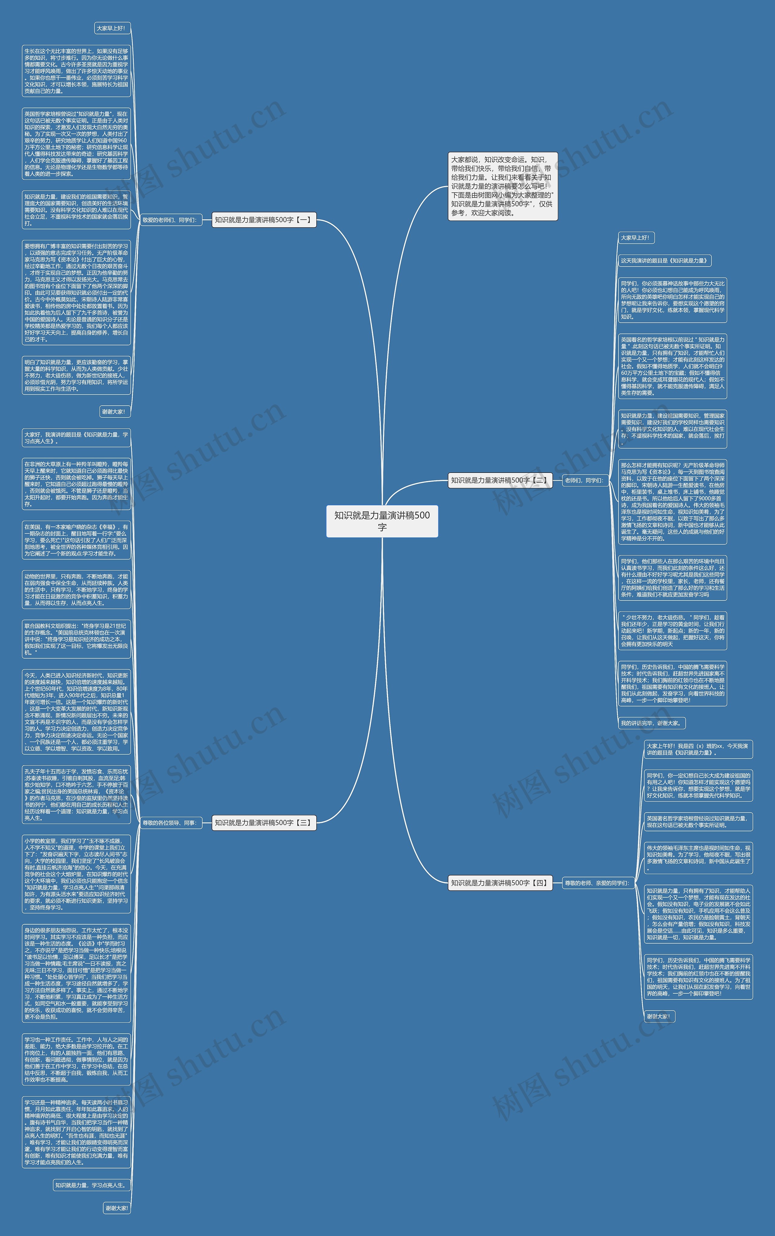 知识就是力量演讲稿500字思维导图