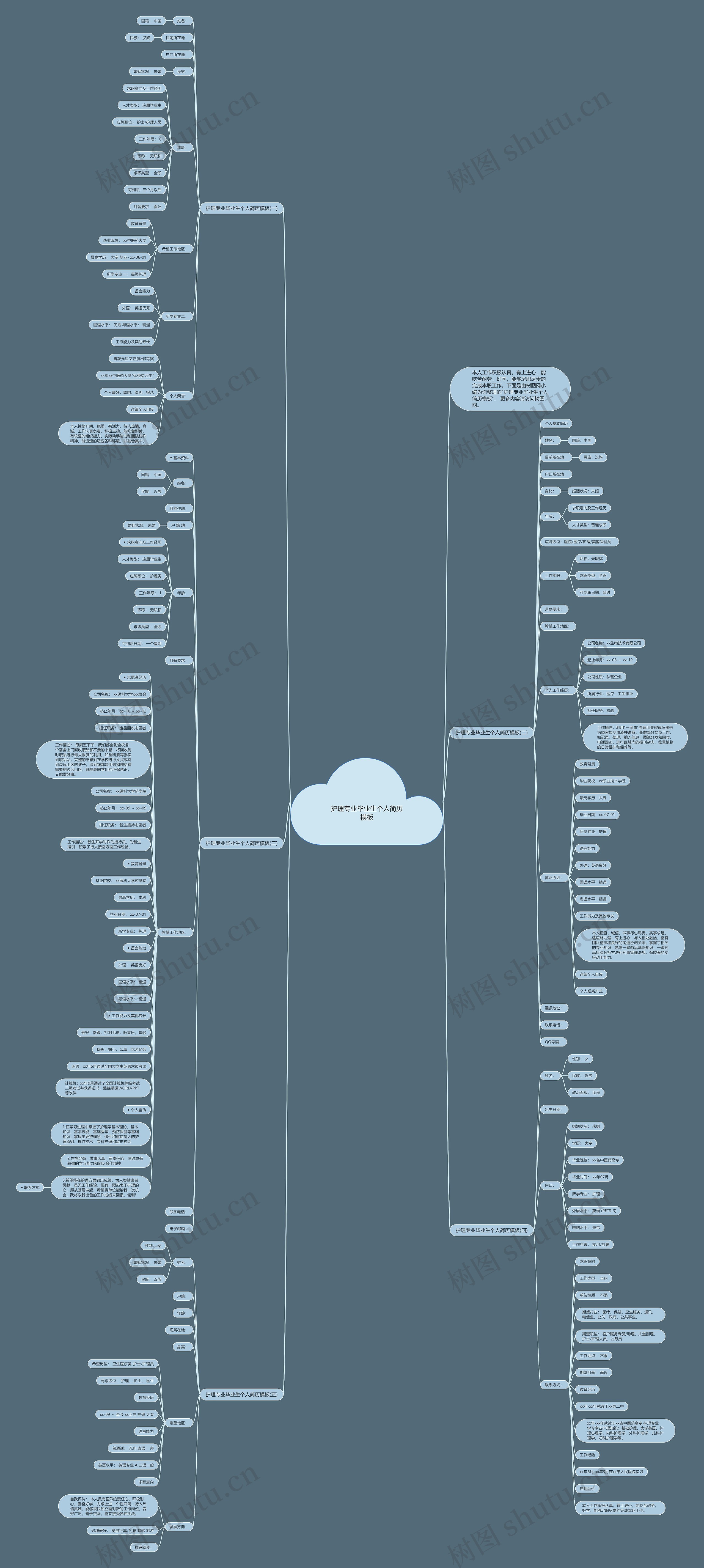 护理专业毕业生个人简历思维导图