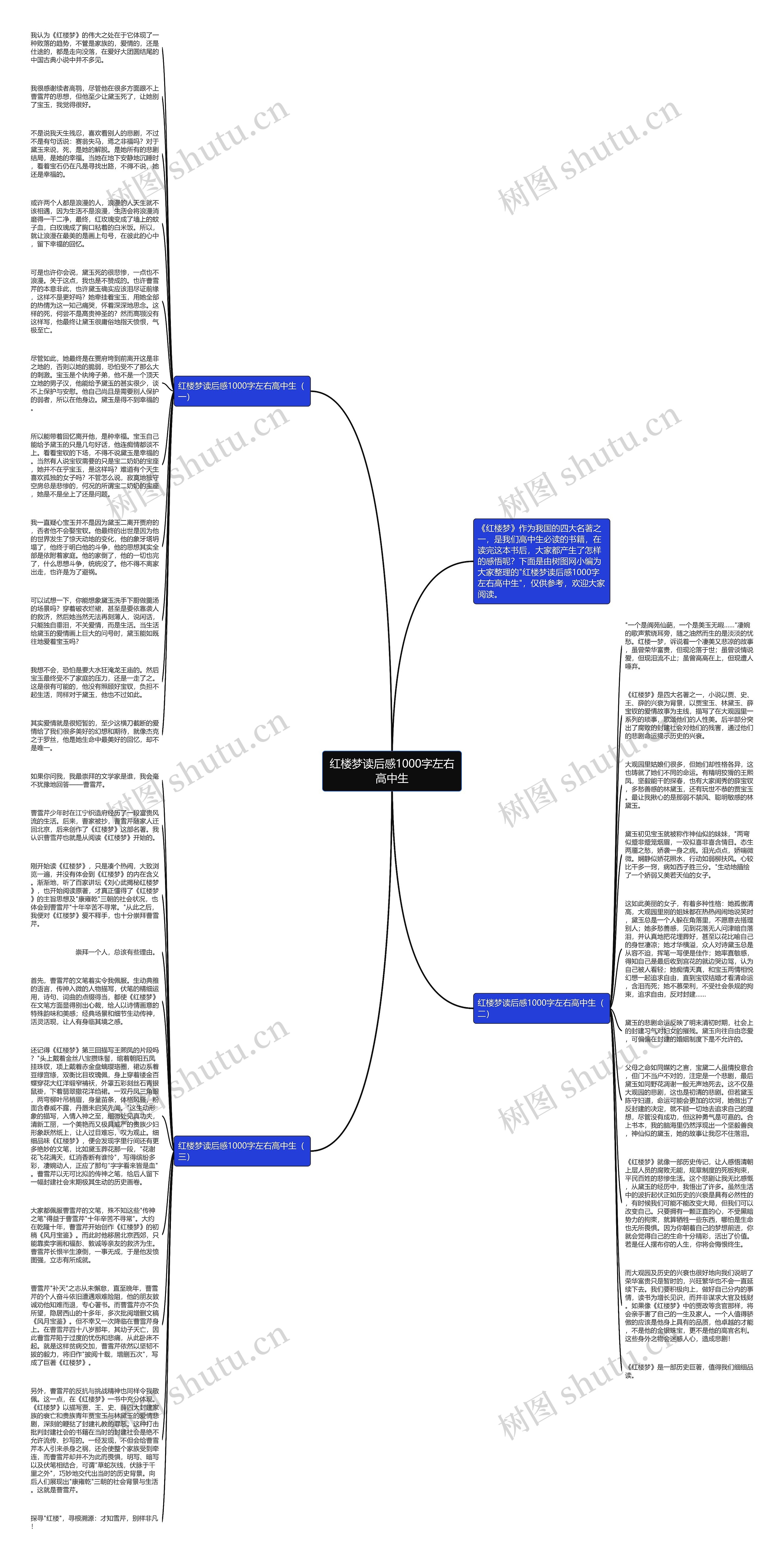 红楼梦读后感1000字左右高中生思维导图