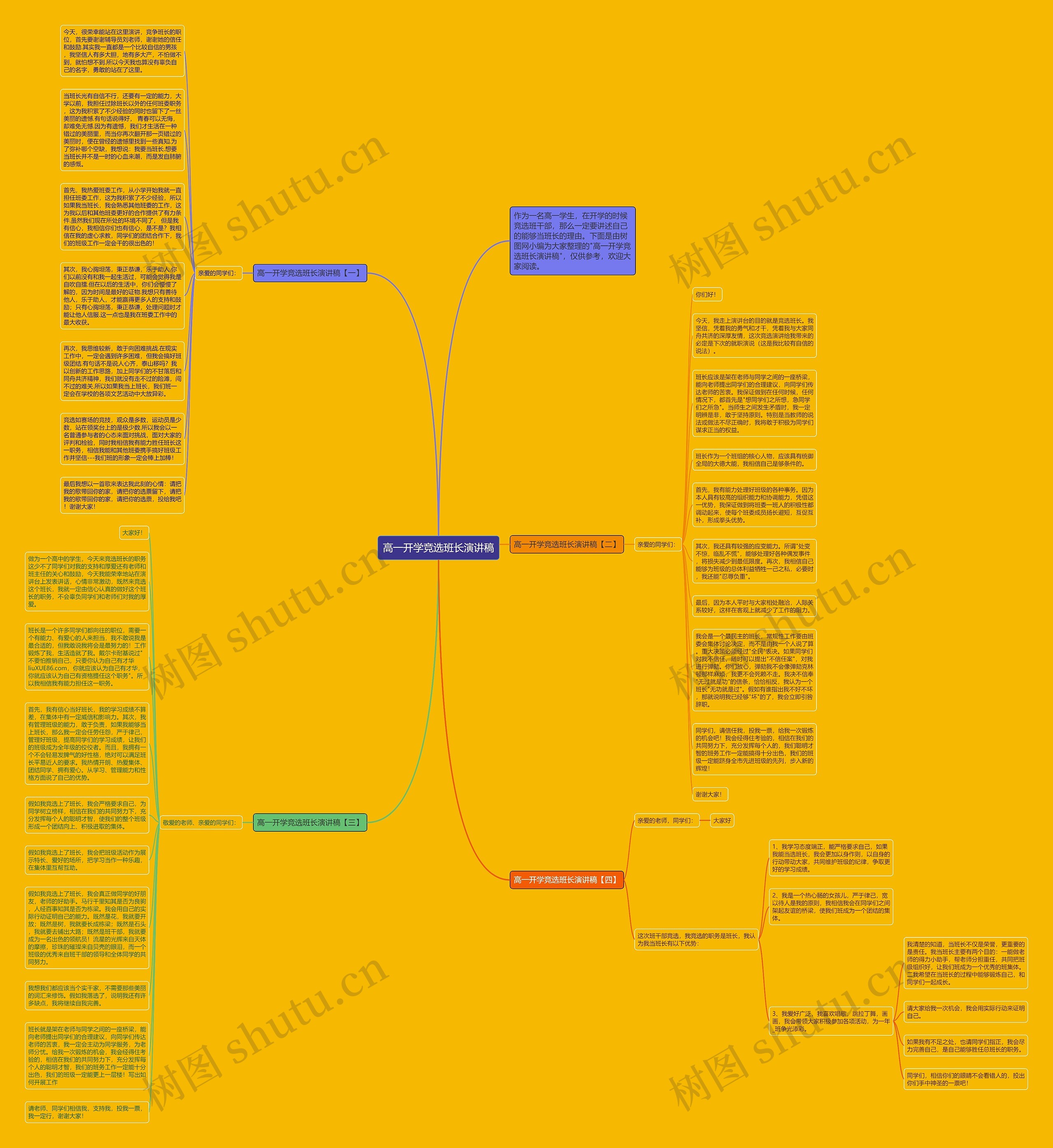 高一开学竞选班长演讲稿思维导图