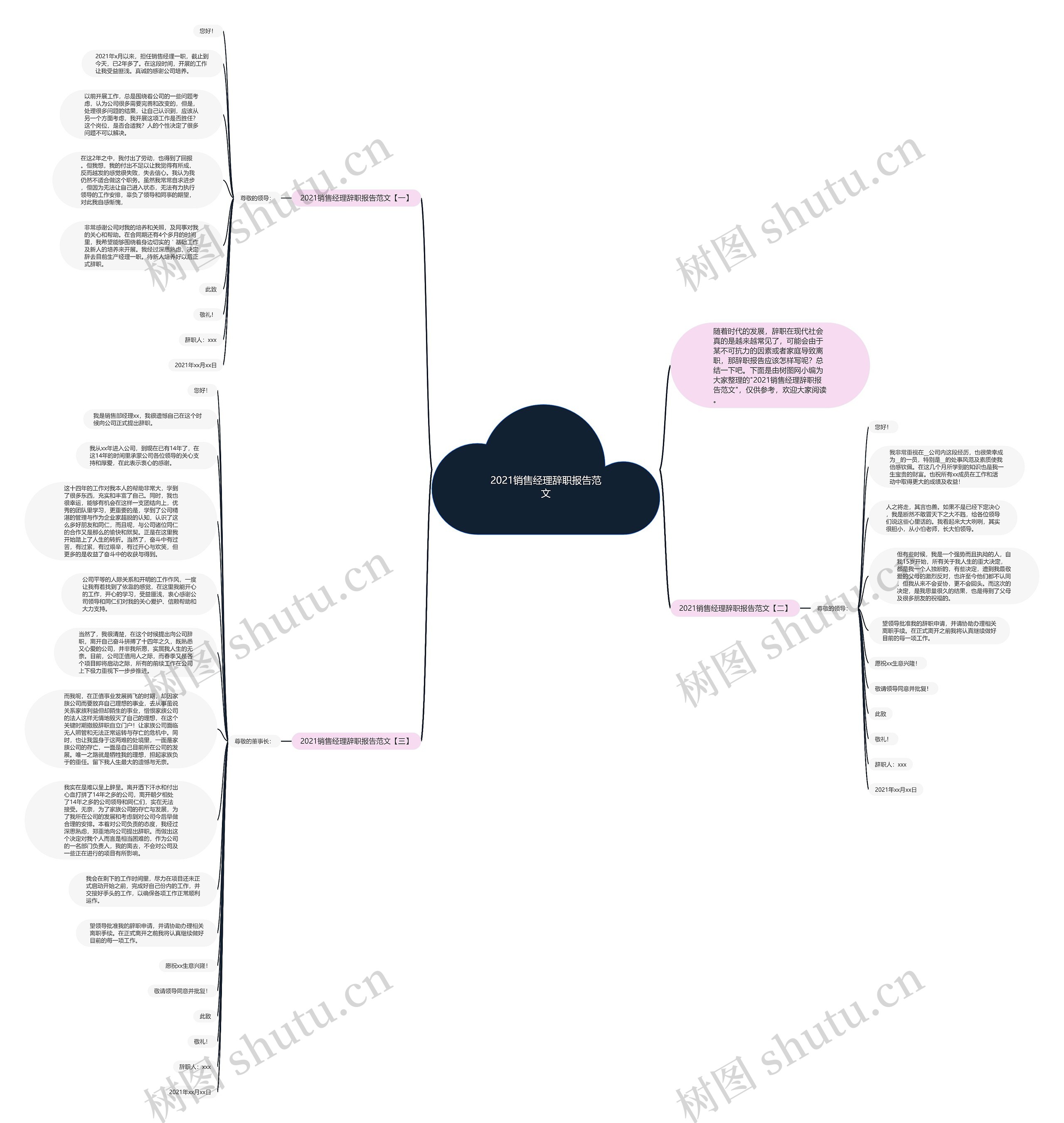 2021销售经理辞职报告范文思维导图