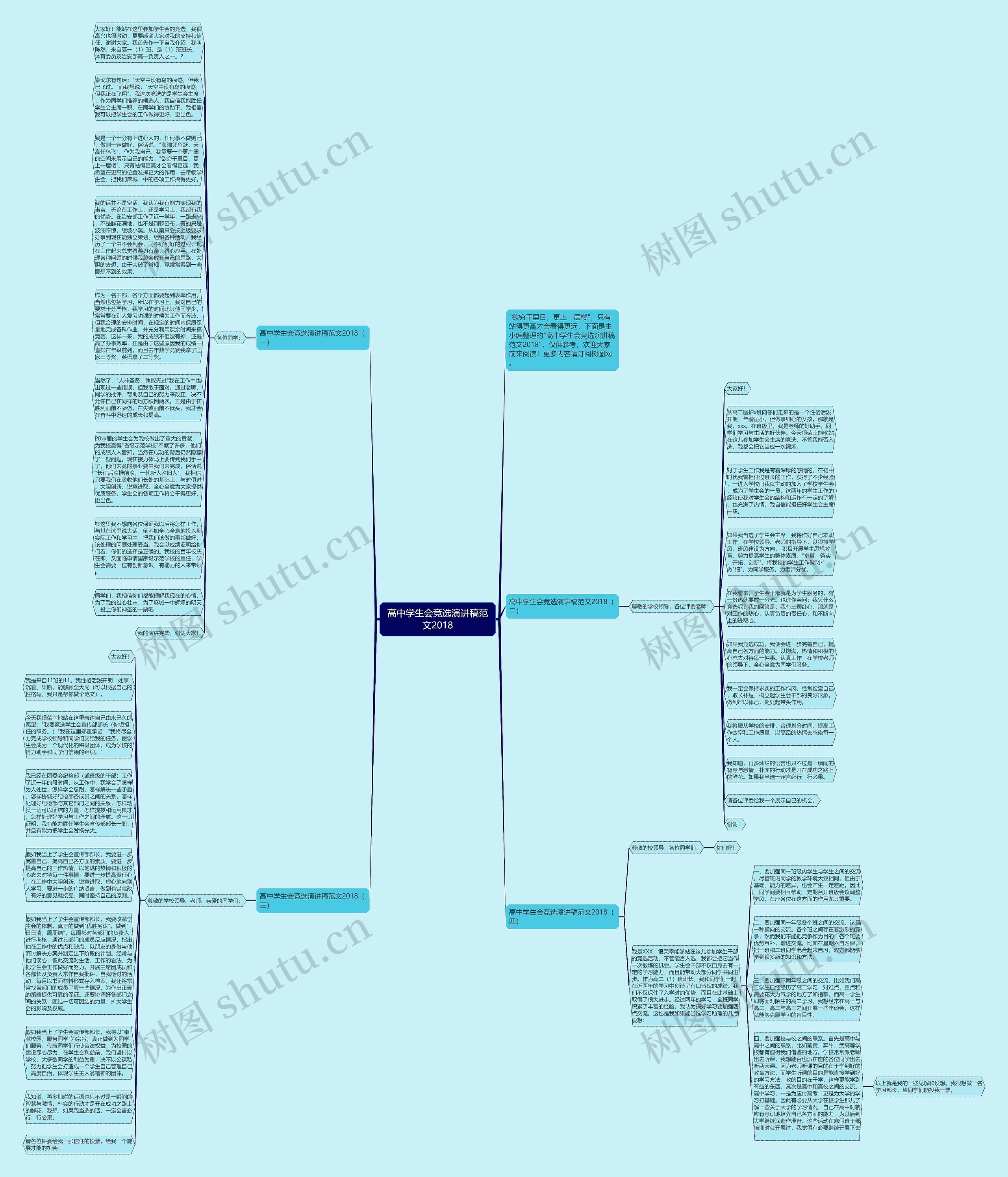 高中学生会竞选演讲稿范文2018思维导图
