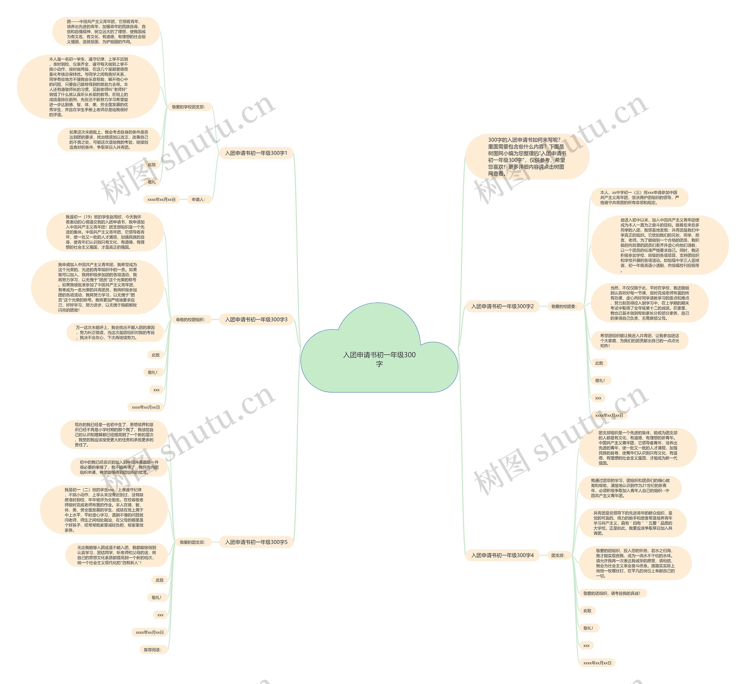 入团申请书初一年级300字思维导图