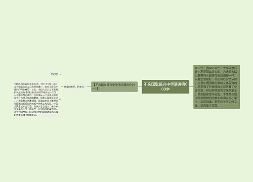 不忘国耻振兴中华演讲稿600字