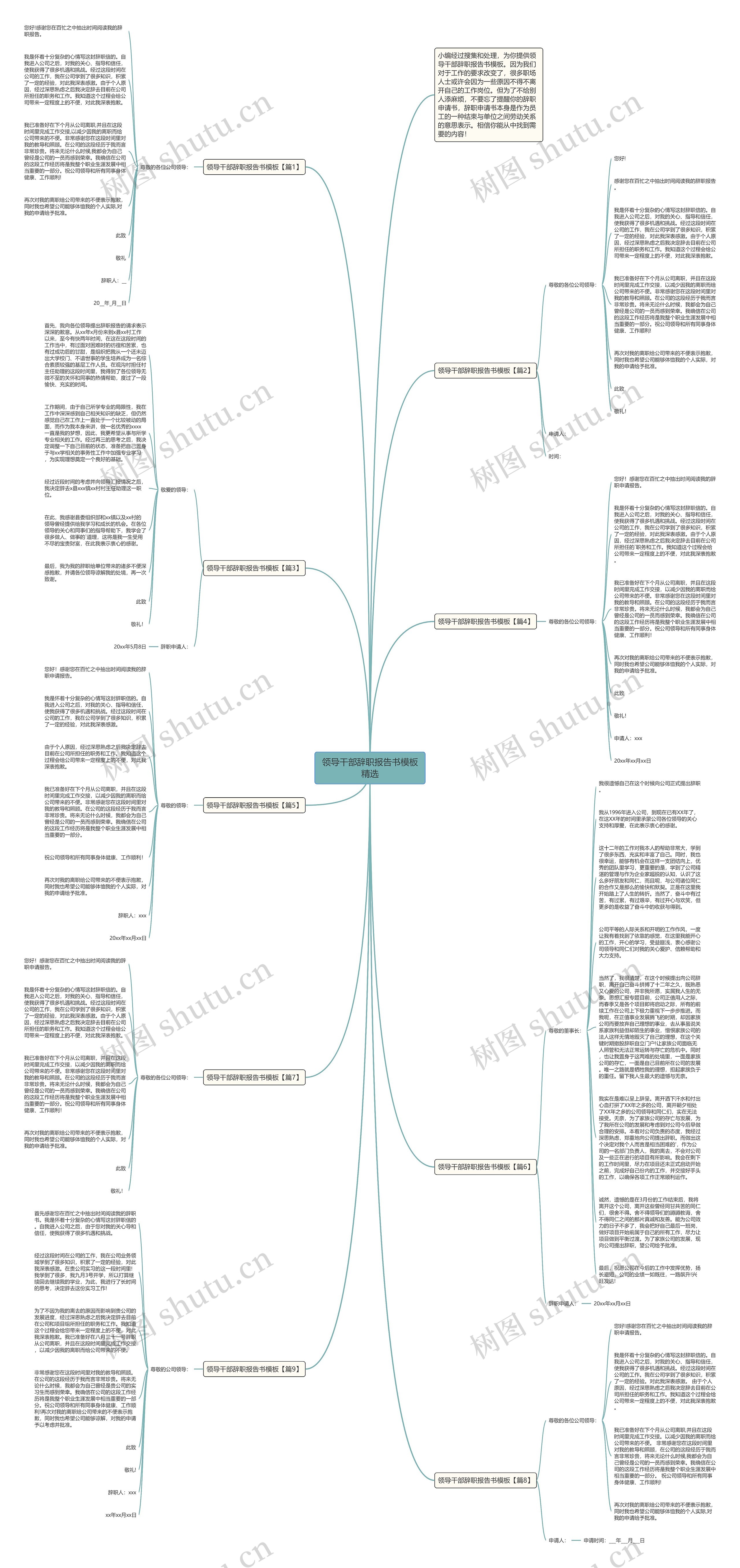领导干部辞职报告书精选思维导图