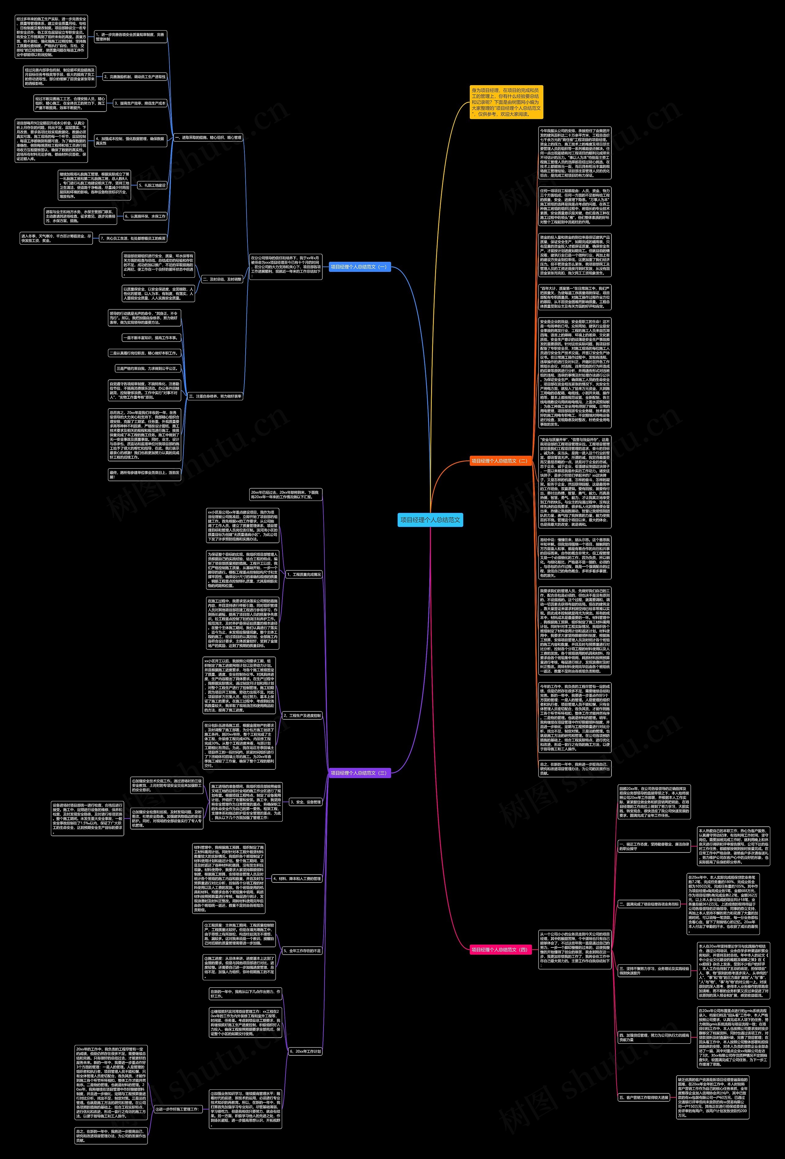 项目经理个人总结范文思维导图