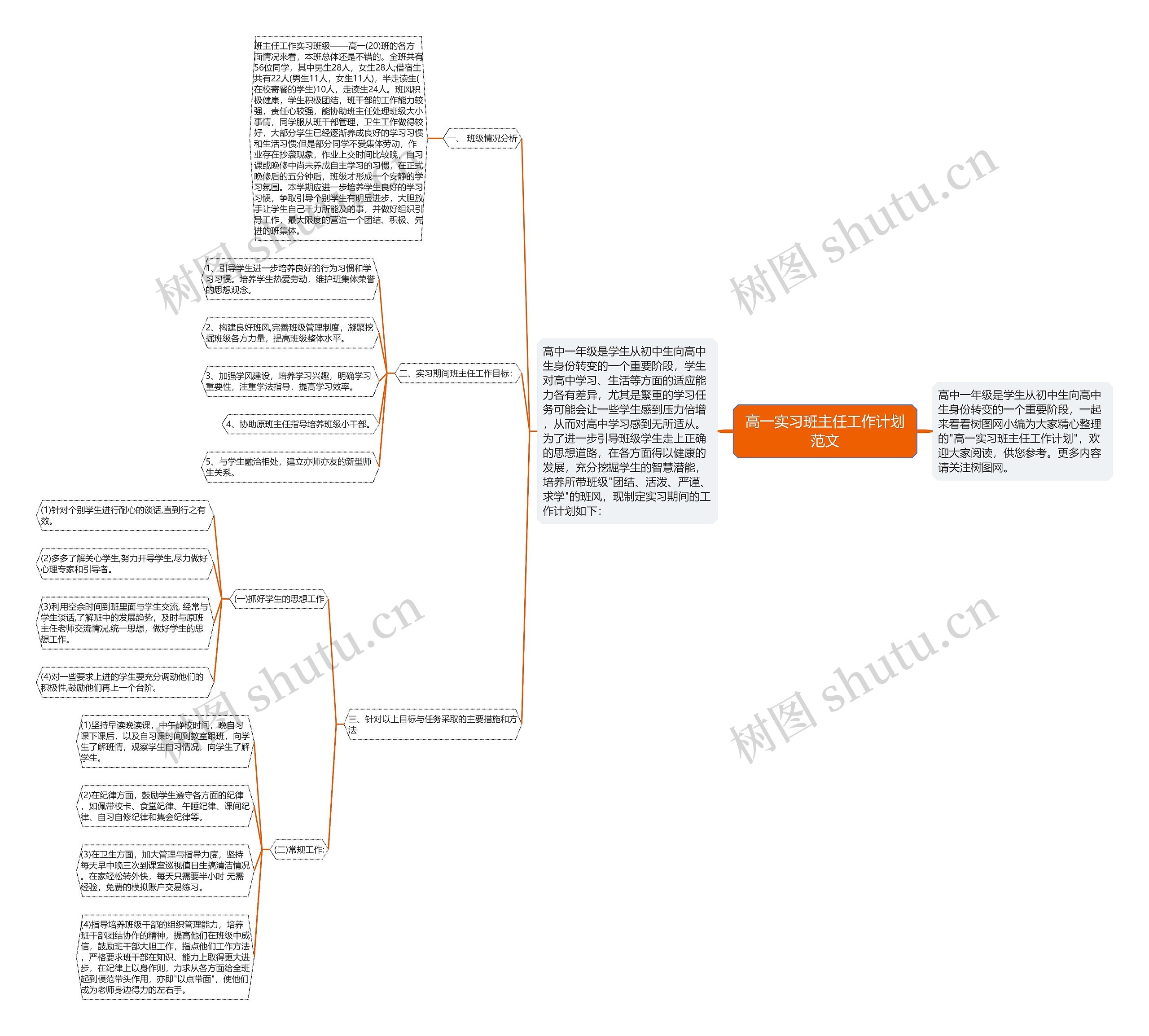 高一实习班主任工作计划范文思维导图
