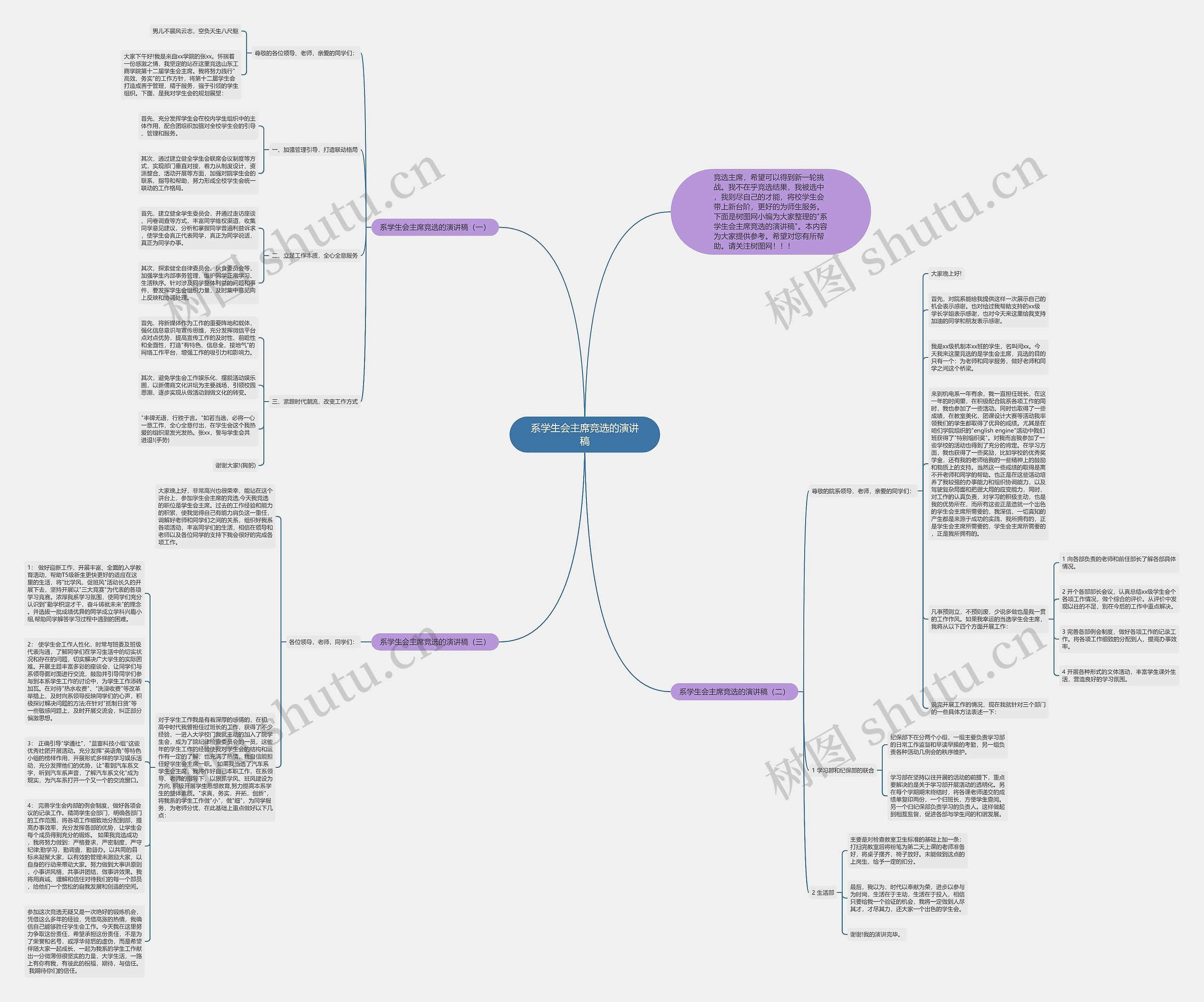 系学生会主席竞选的演讲稿思维导图