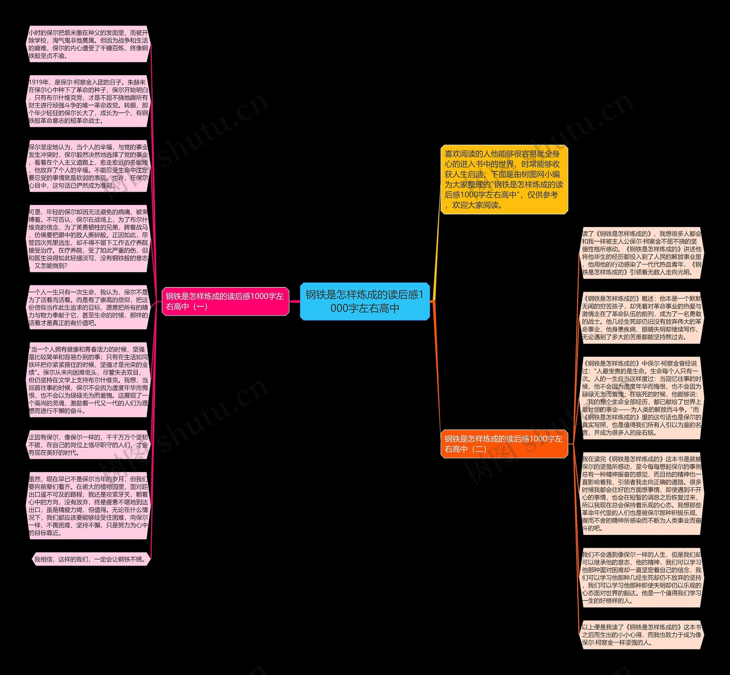 钢铁是怎样炼成的读后感1000字左右高中思维导图