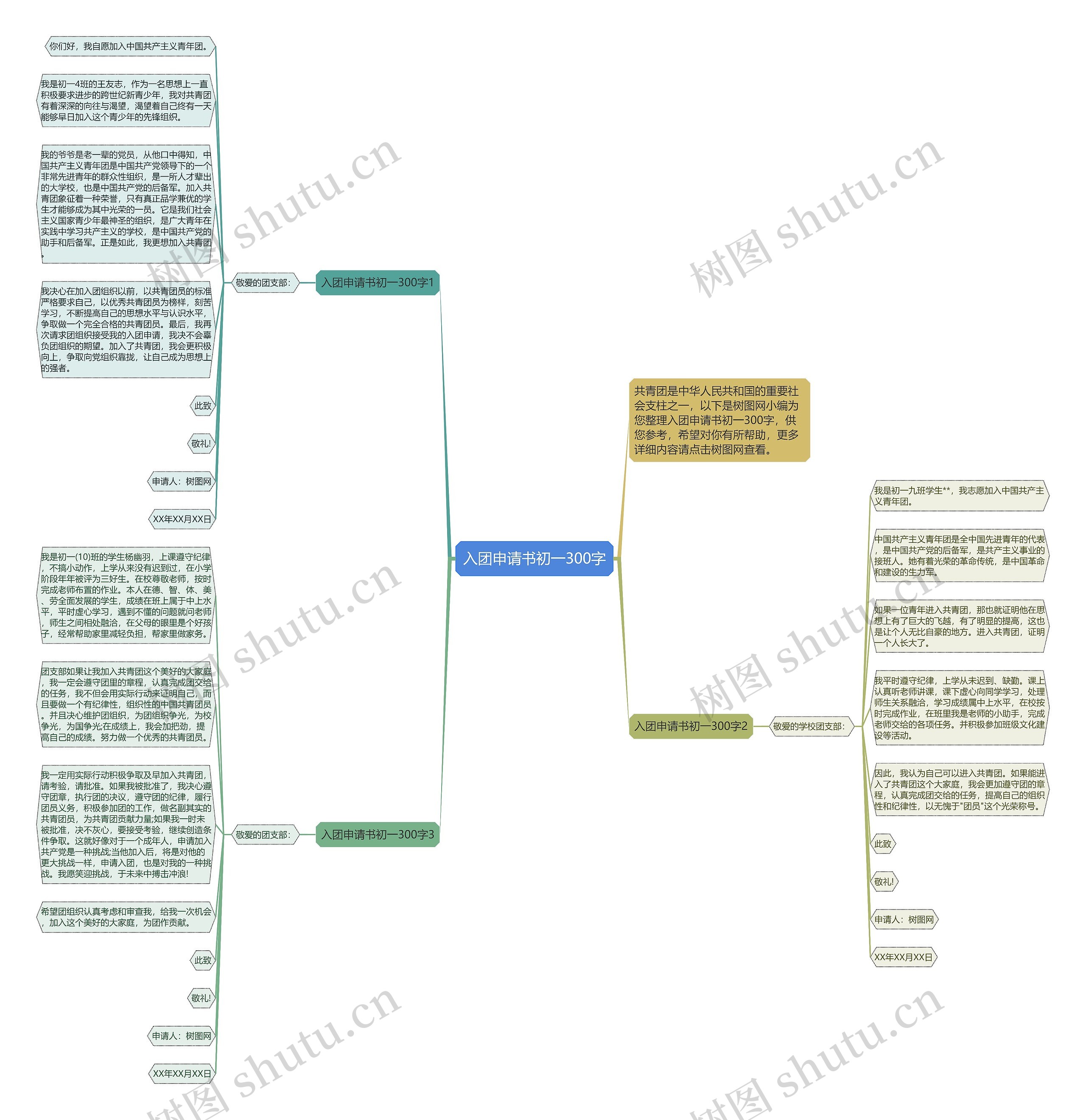 入团申请书初一300字思维导图
