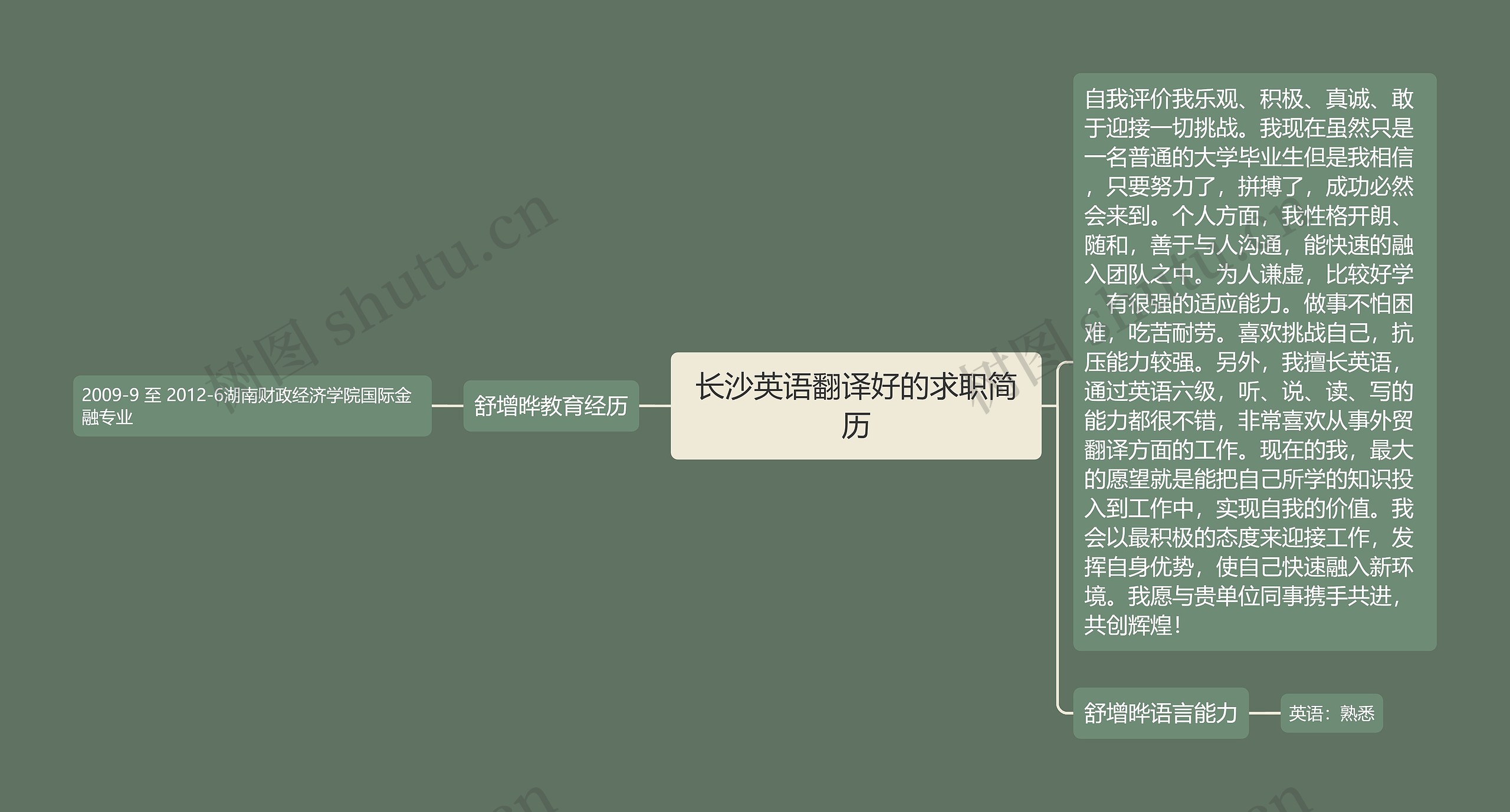 长沙英语翻译好的求职简历思维导图