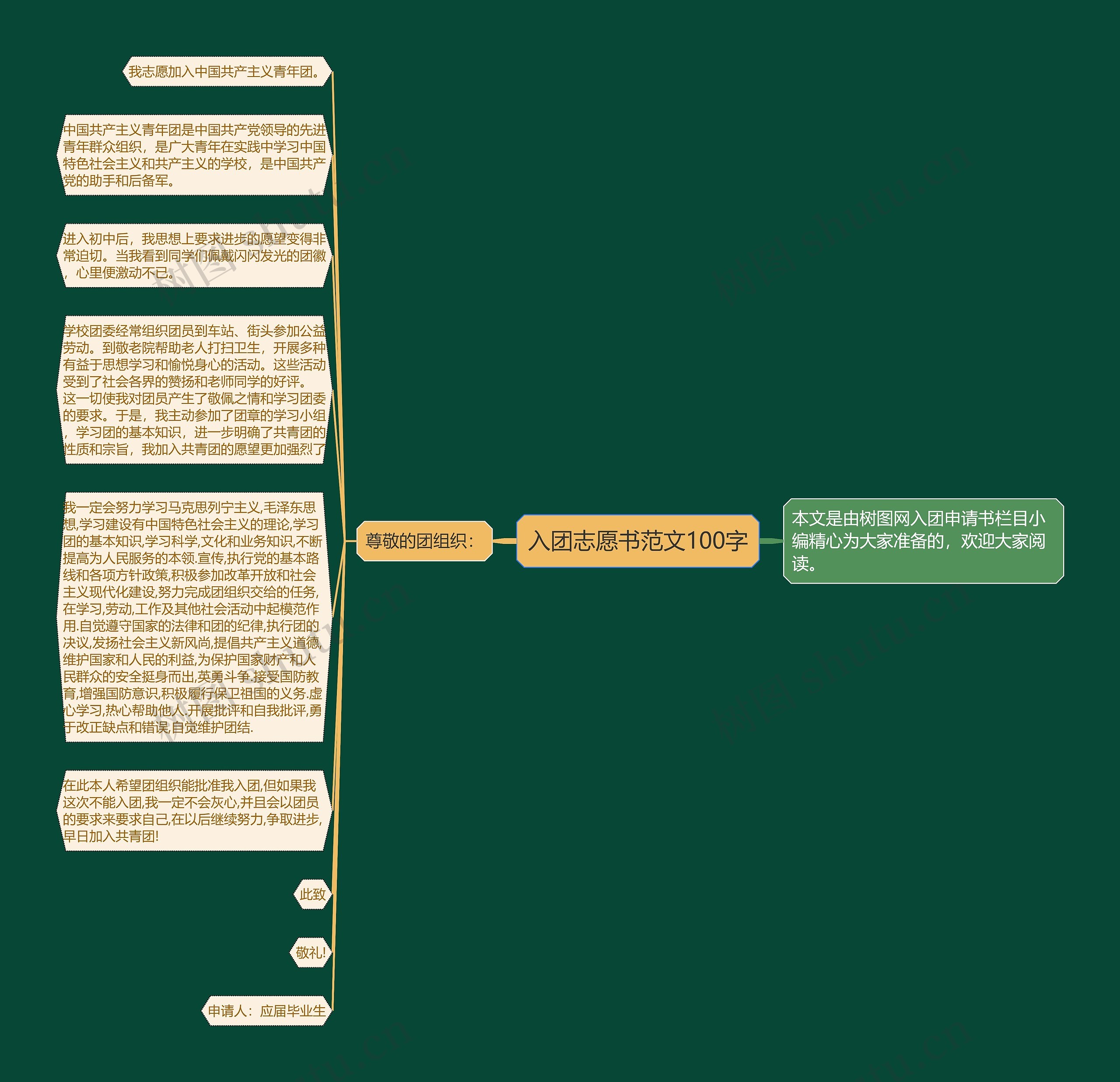 入团志愿书范文100字思维导图