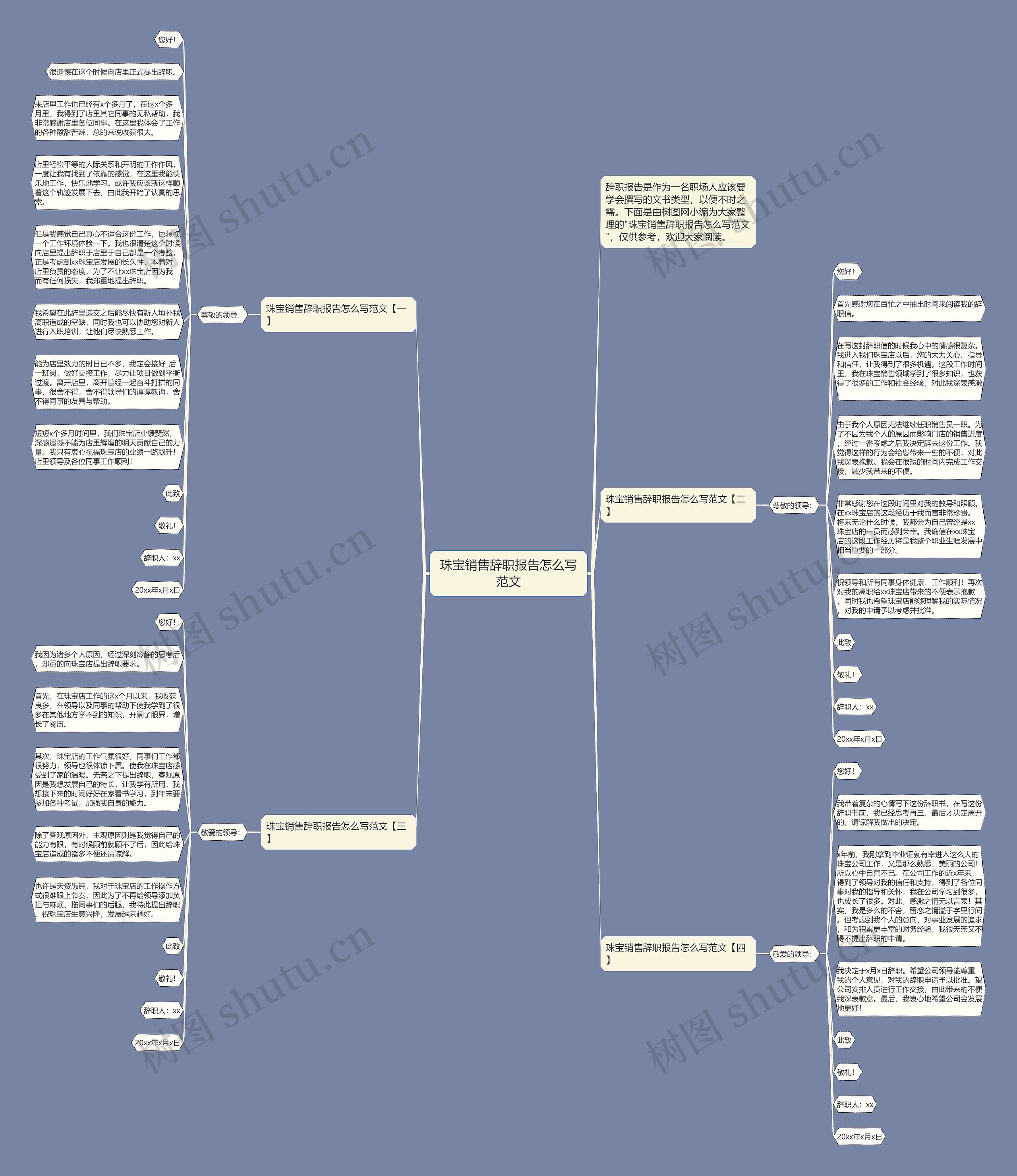 珠宝销售辞职报告怎么写范文思维导图