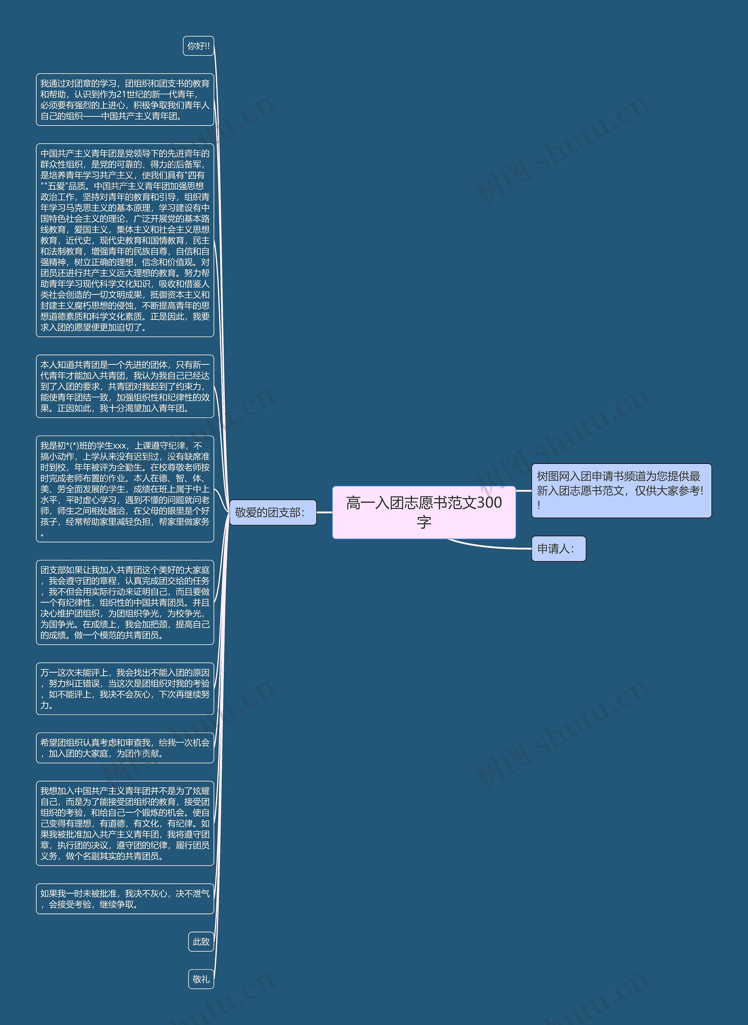 高一入团志愿书范文300字思维导图