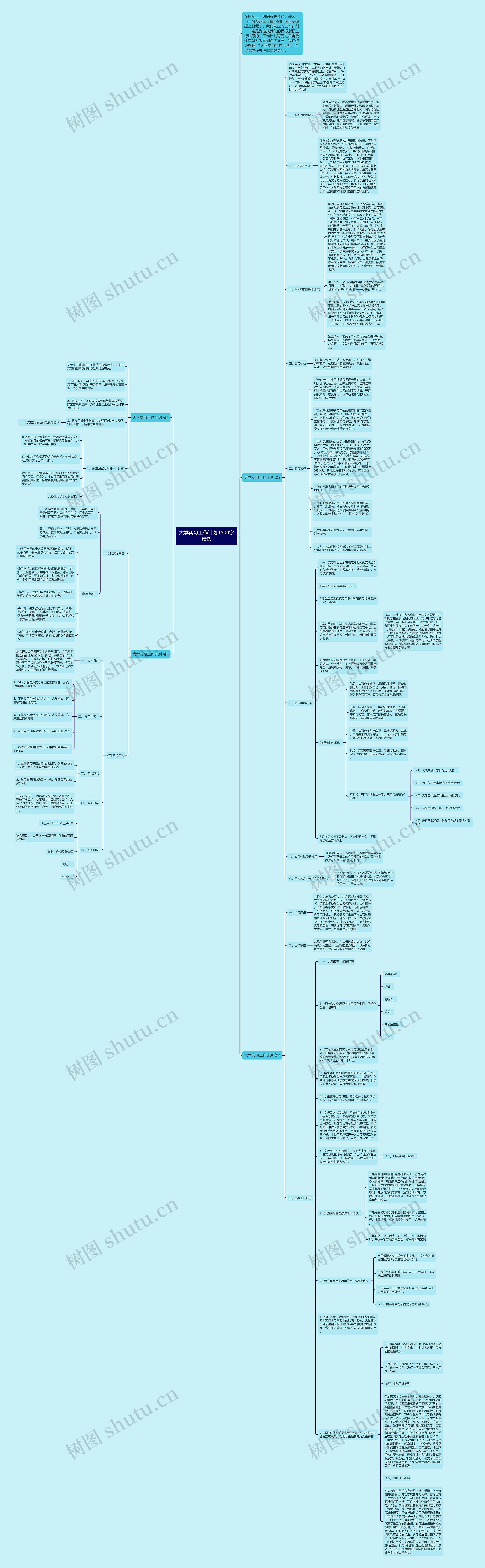 大学实习工作计划1500字精选思维导图