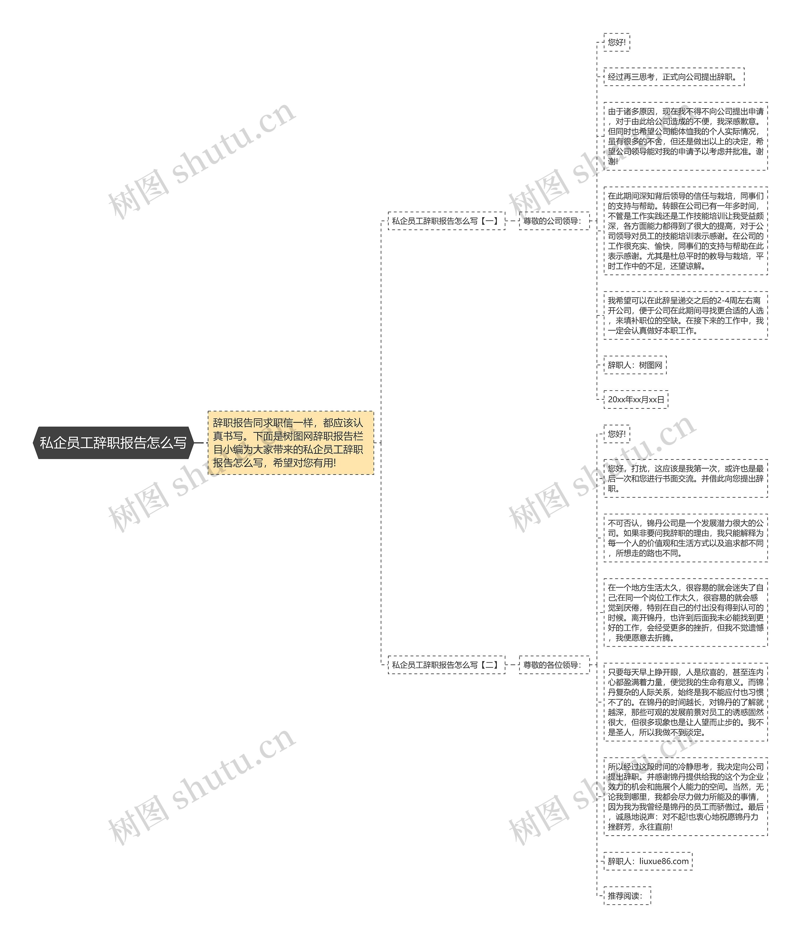 私企员工辞职报告怎么写思维导图