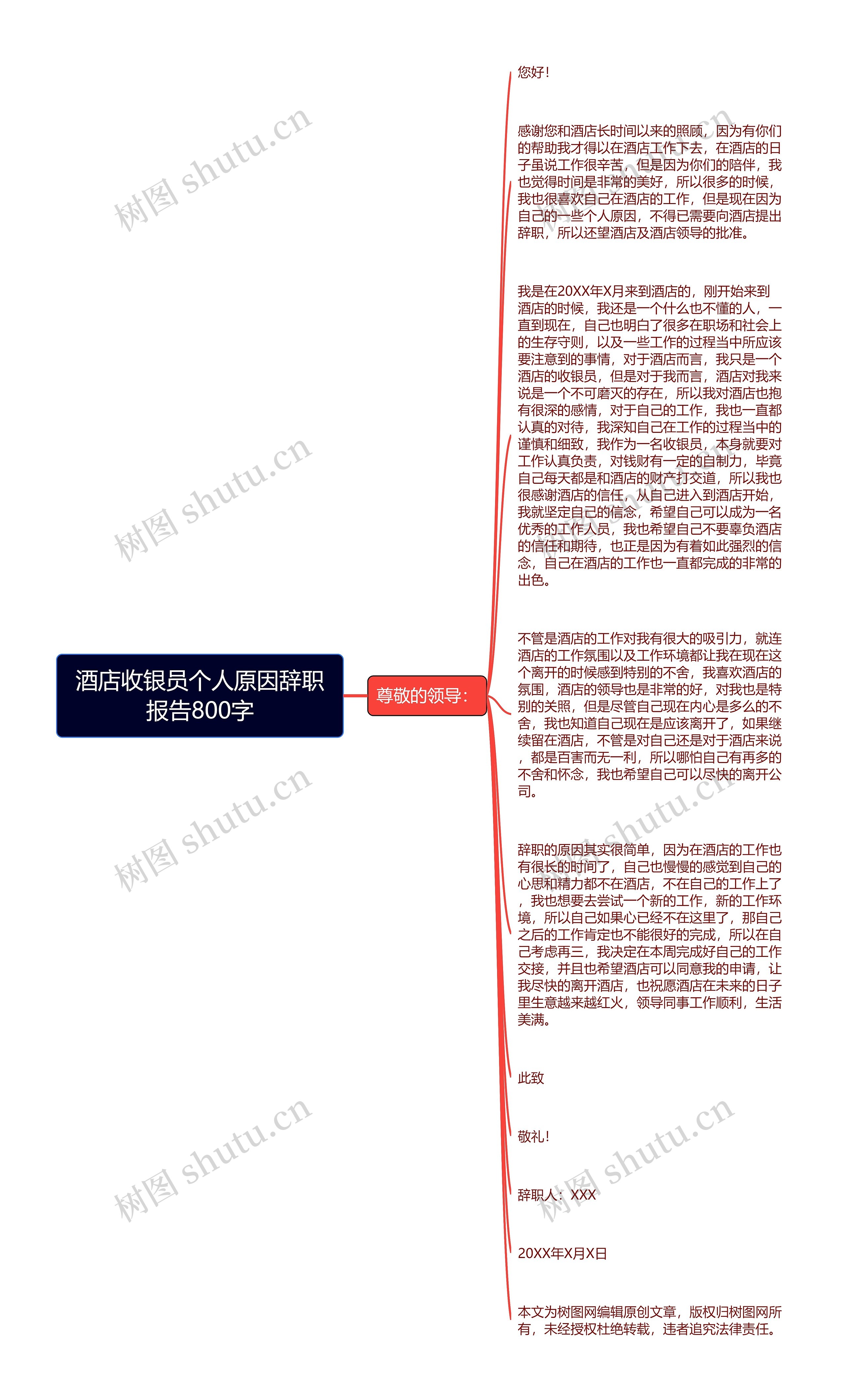 酒店收银员个人原因辞职报告800字
