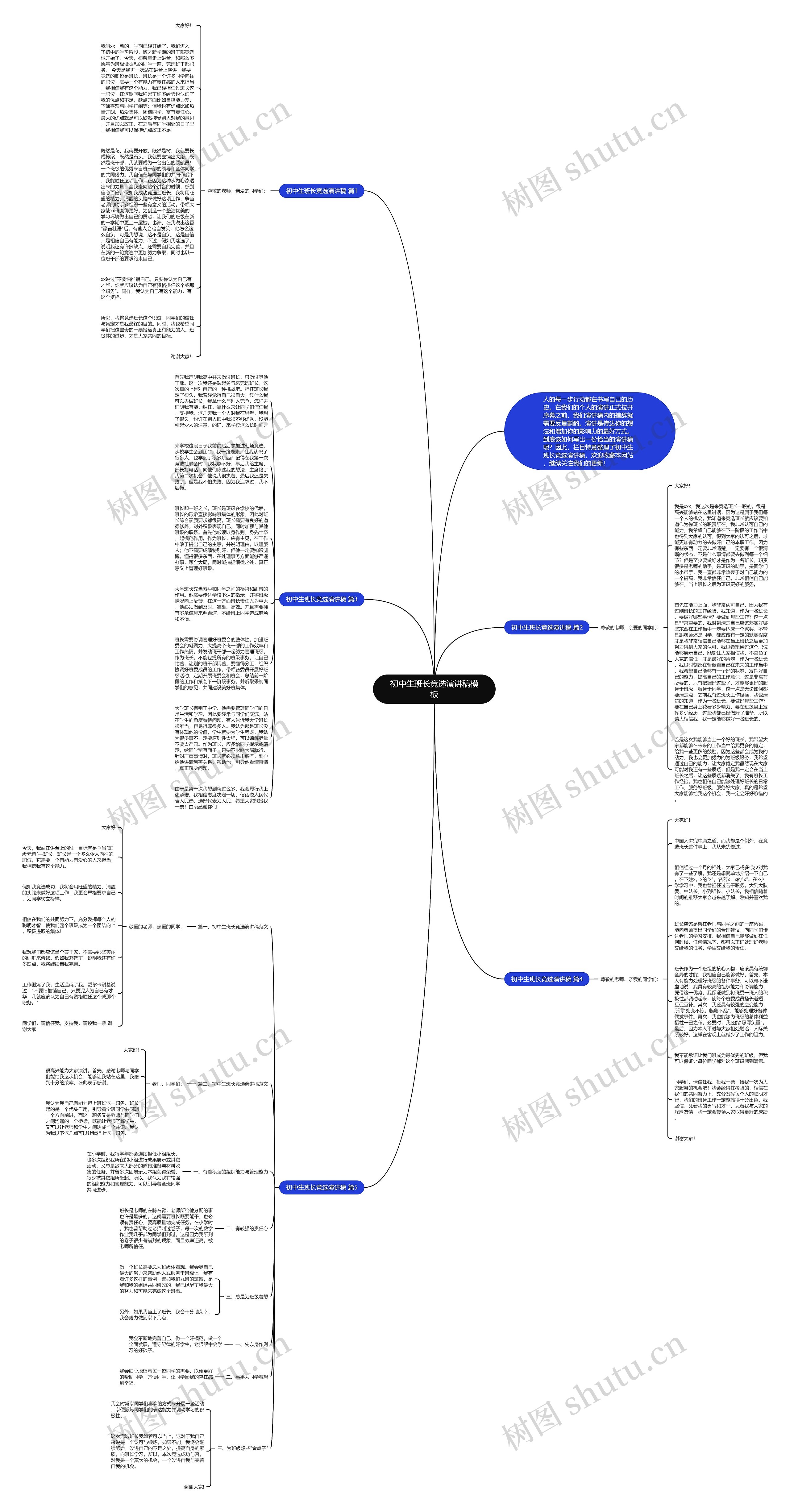 初中生班长竞选演讲稿思维导图