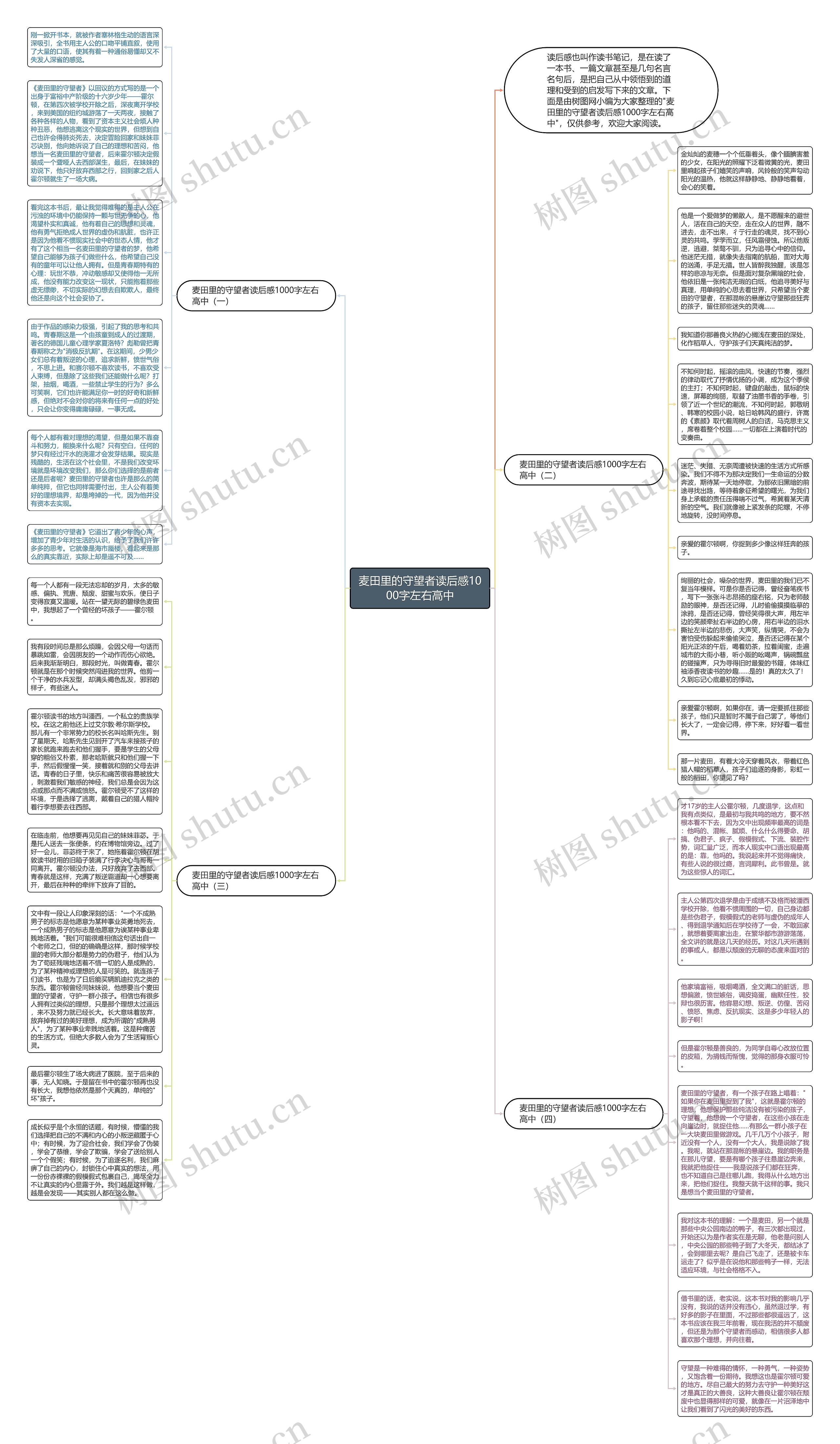 麦田里的守望者读后感1000字左右高中思维导图
