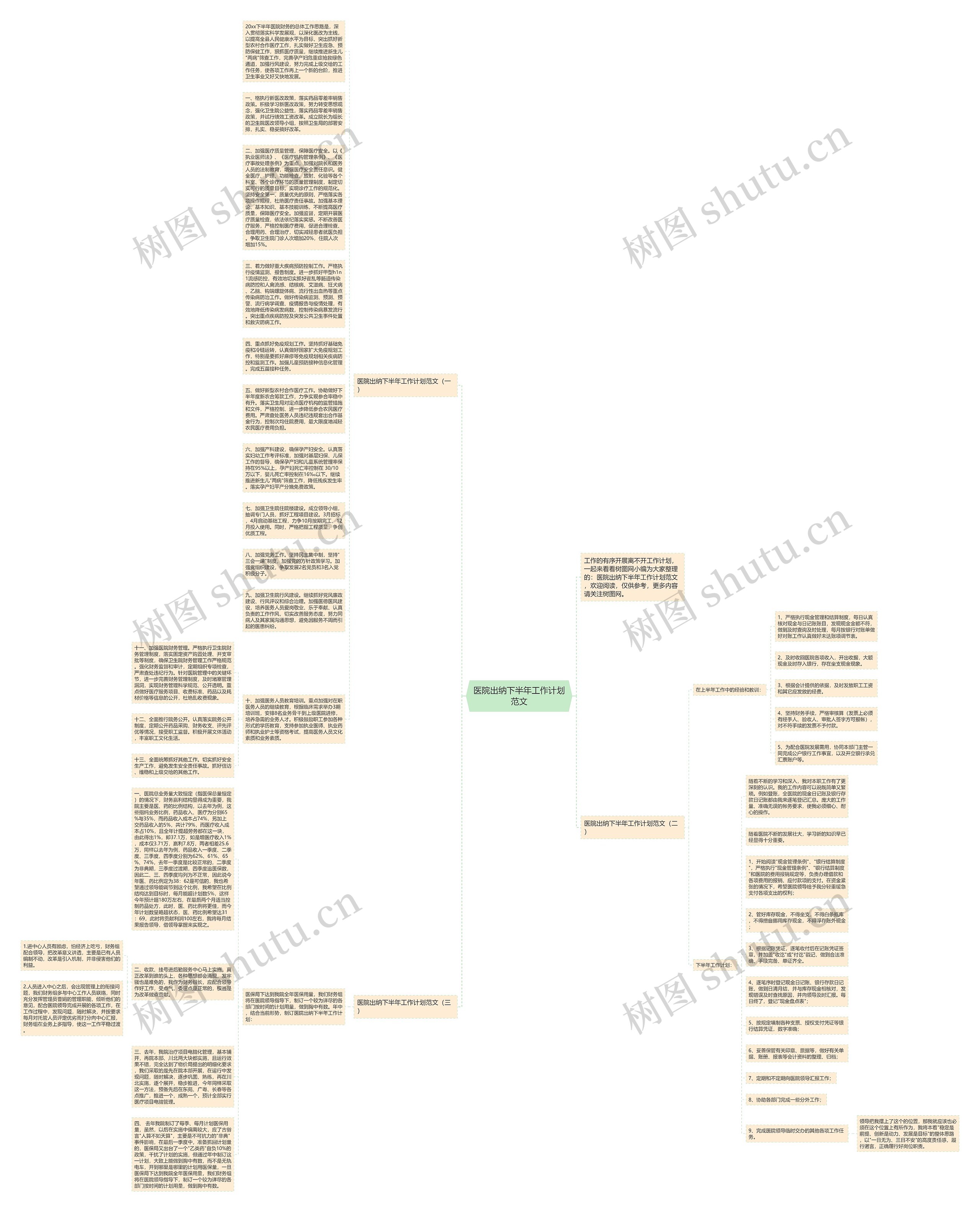 医院出纳下半年工作计划范文思维导图