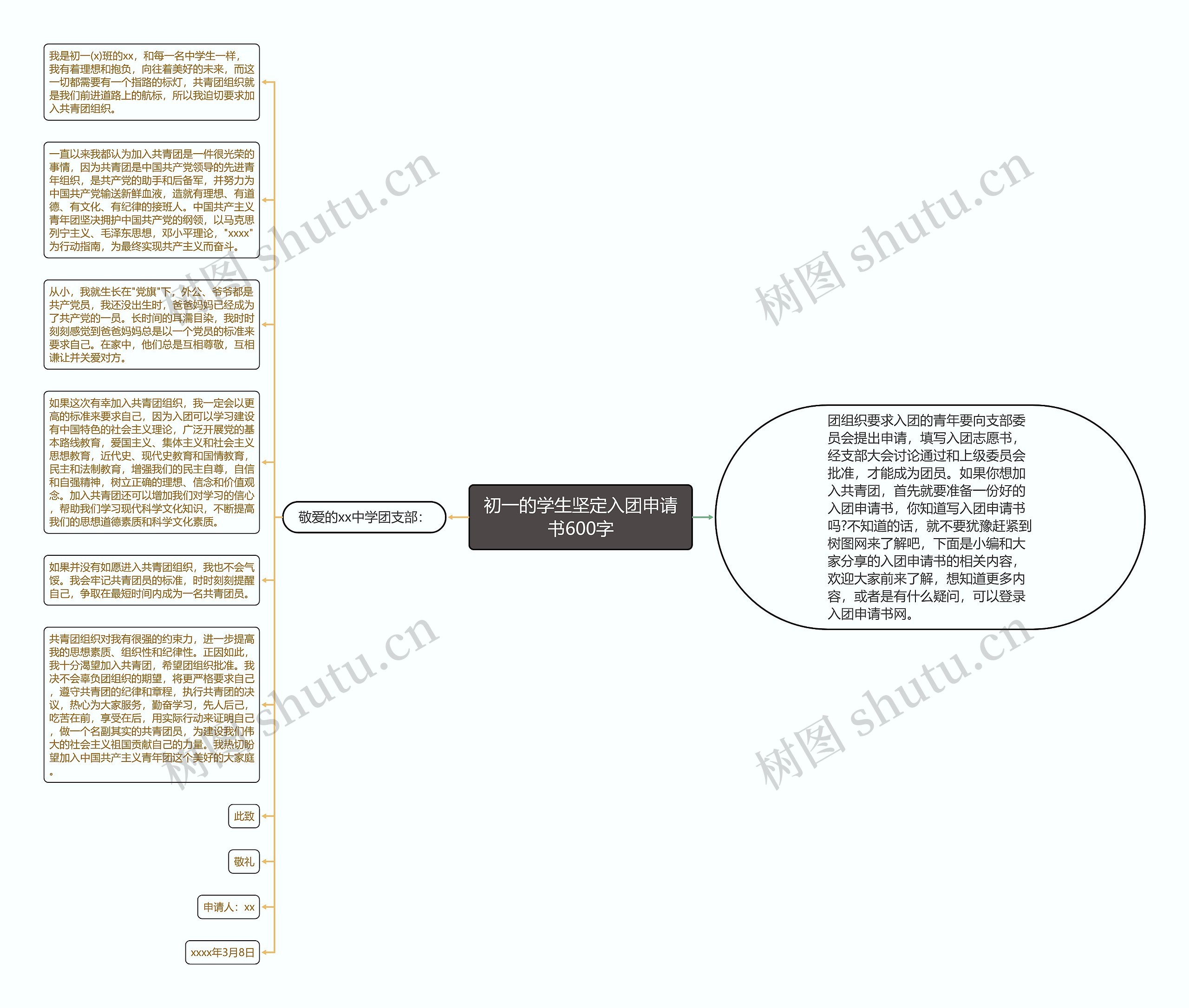 初一的学生坚定入团申请书600字思维导图