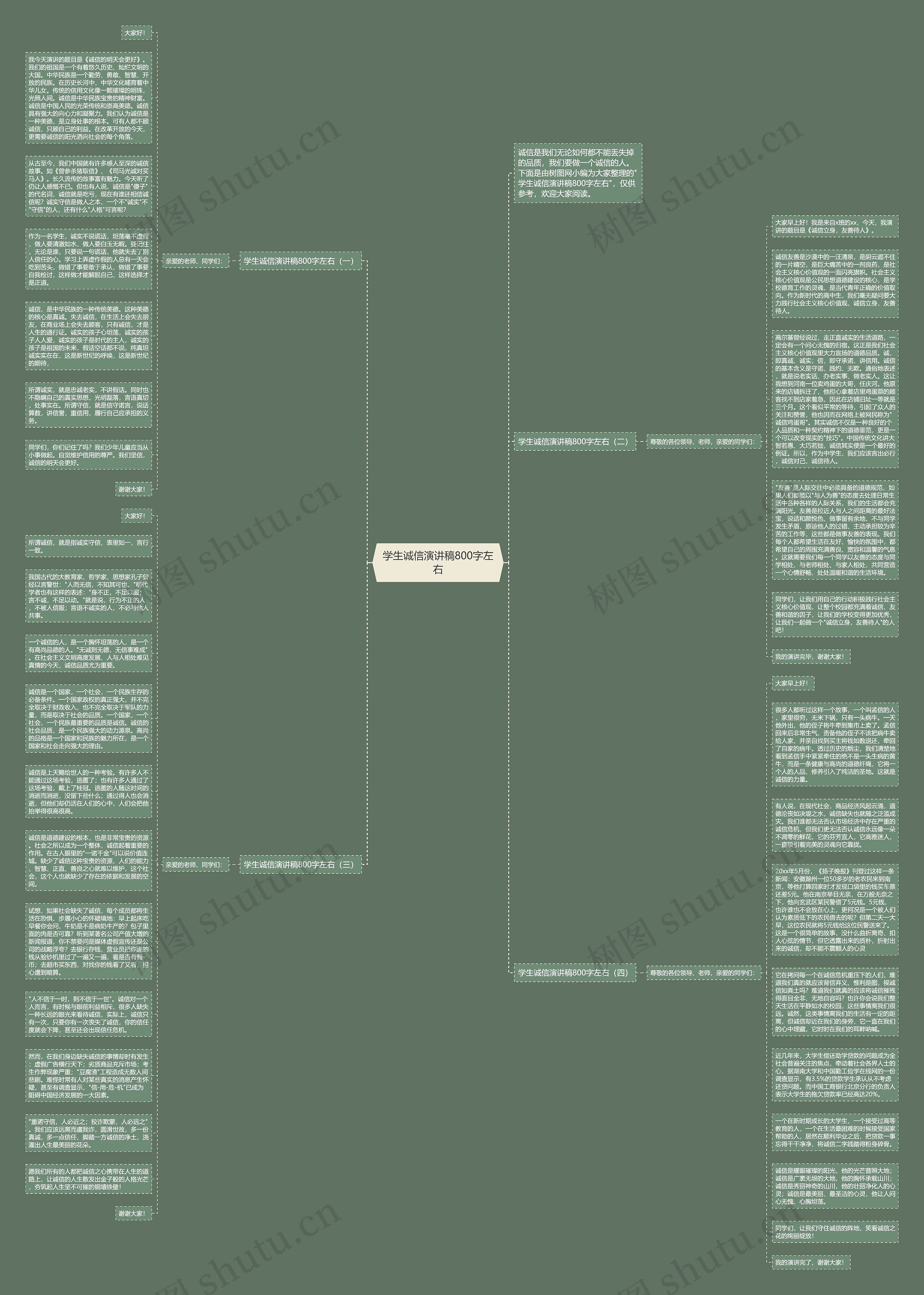 学生诚信演讲稿800字左右思维导图