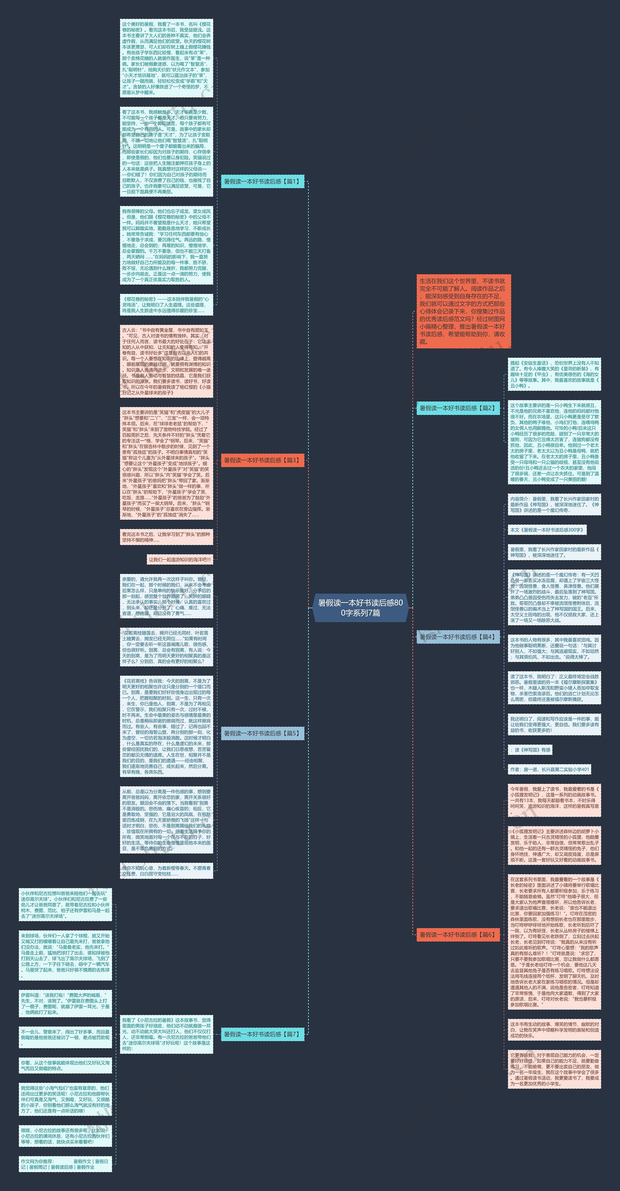 暑假读一本好书读后感800字系列7篇思维导图