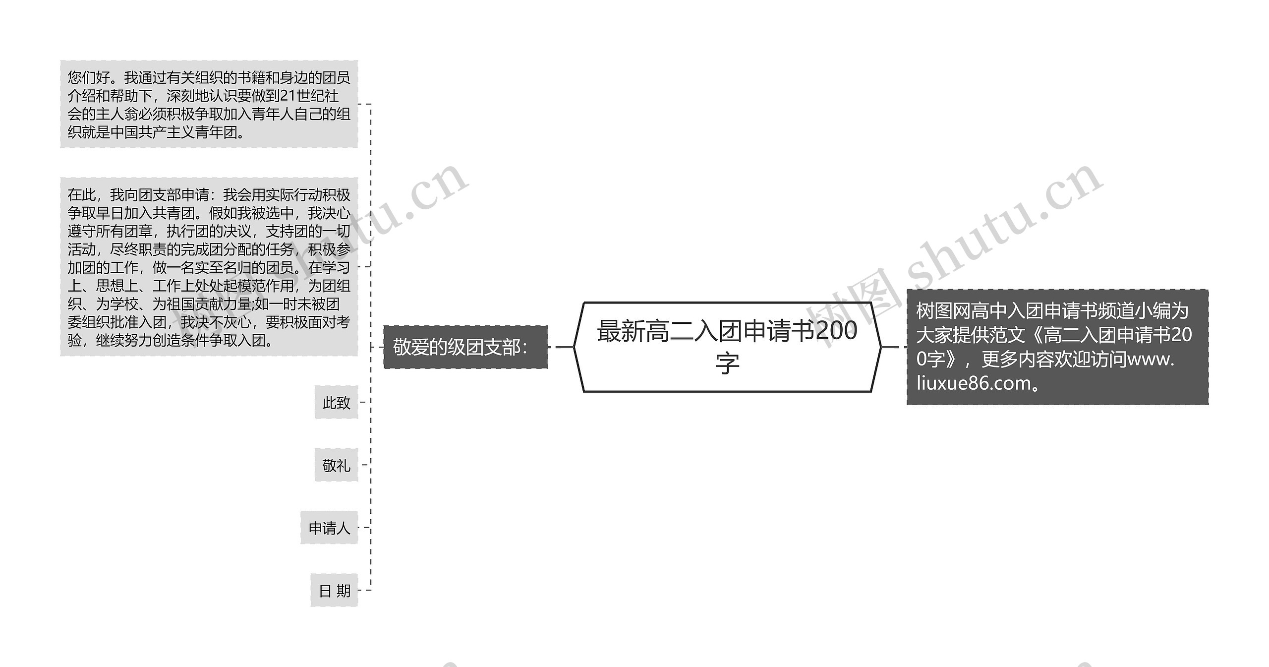 最新高二入团申请书200字思维导图