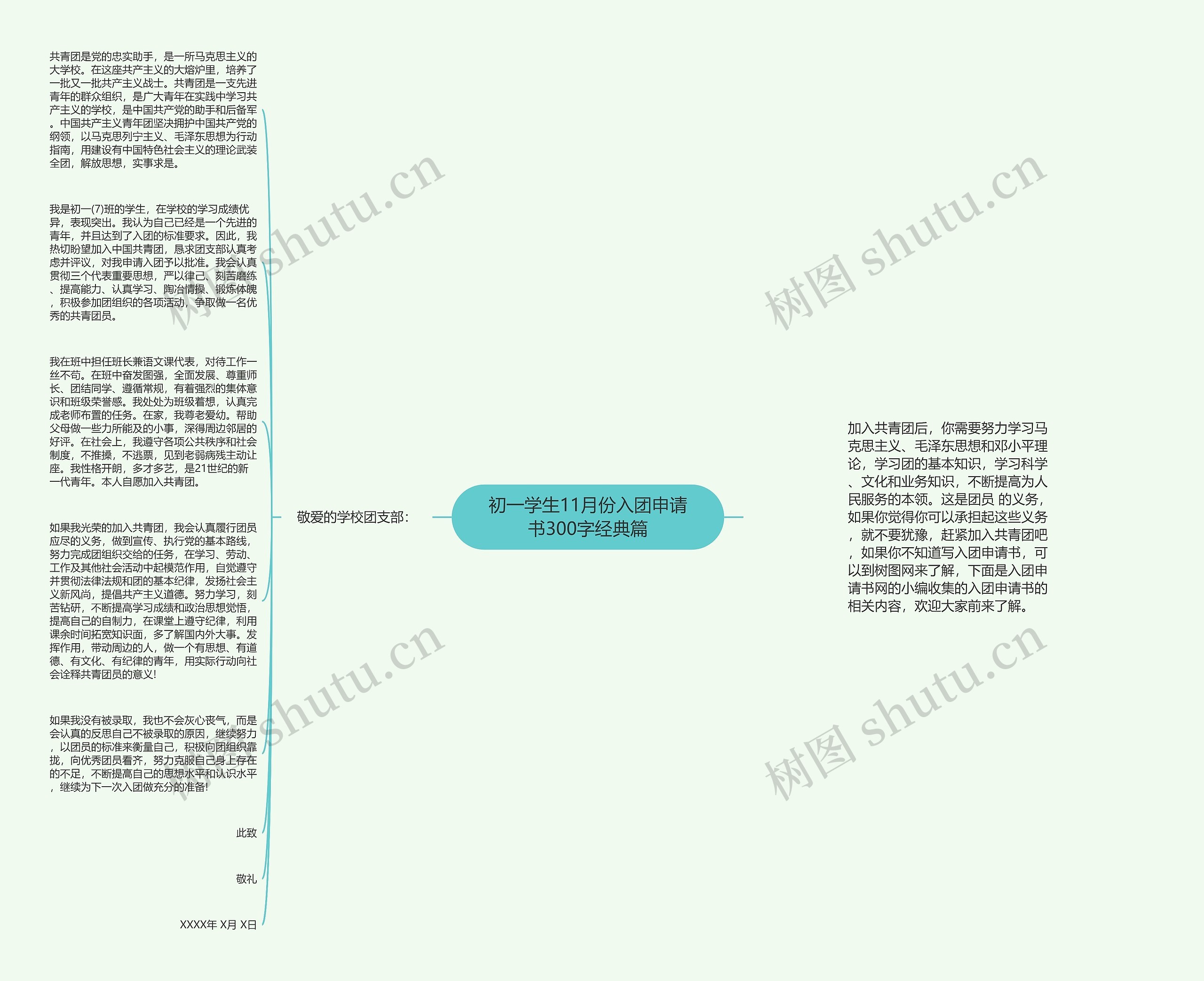 初一学生11月份入团申请书300字经典篇思维导图