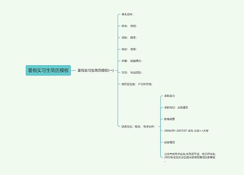 暑假实习生简历模板