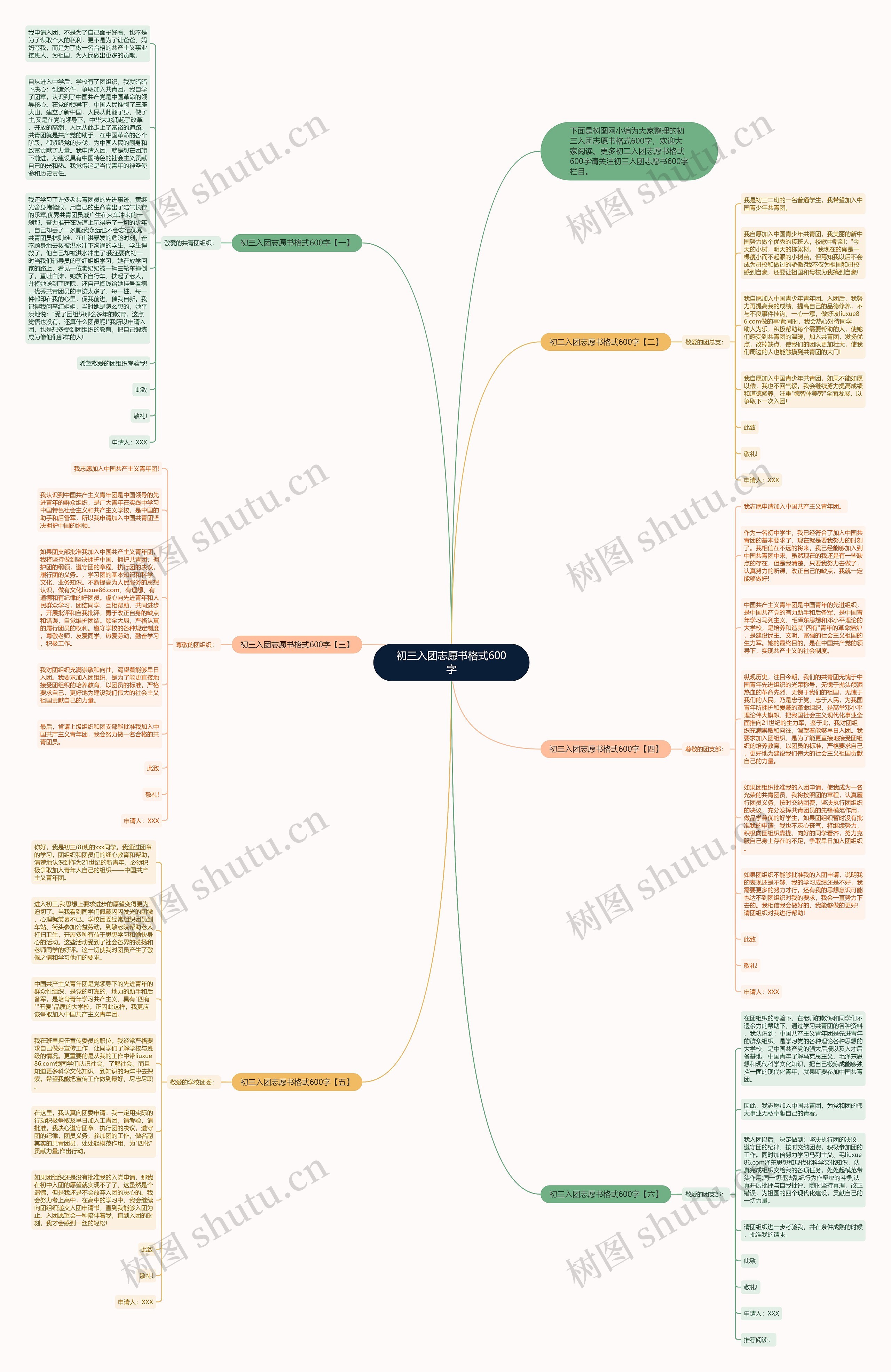 初三入团志愿书格式600字思维导图