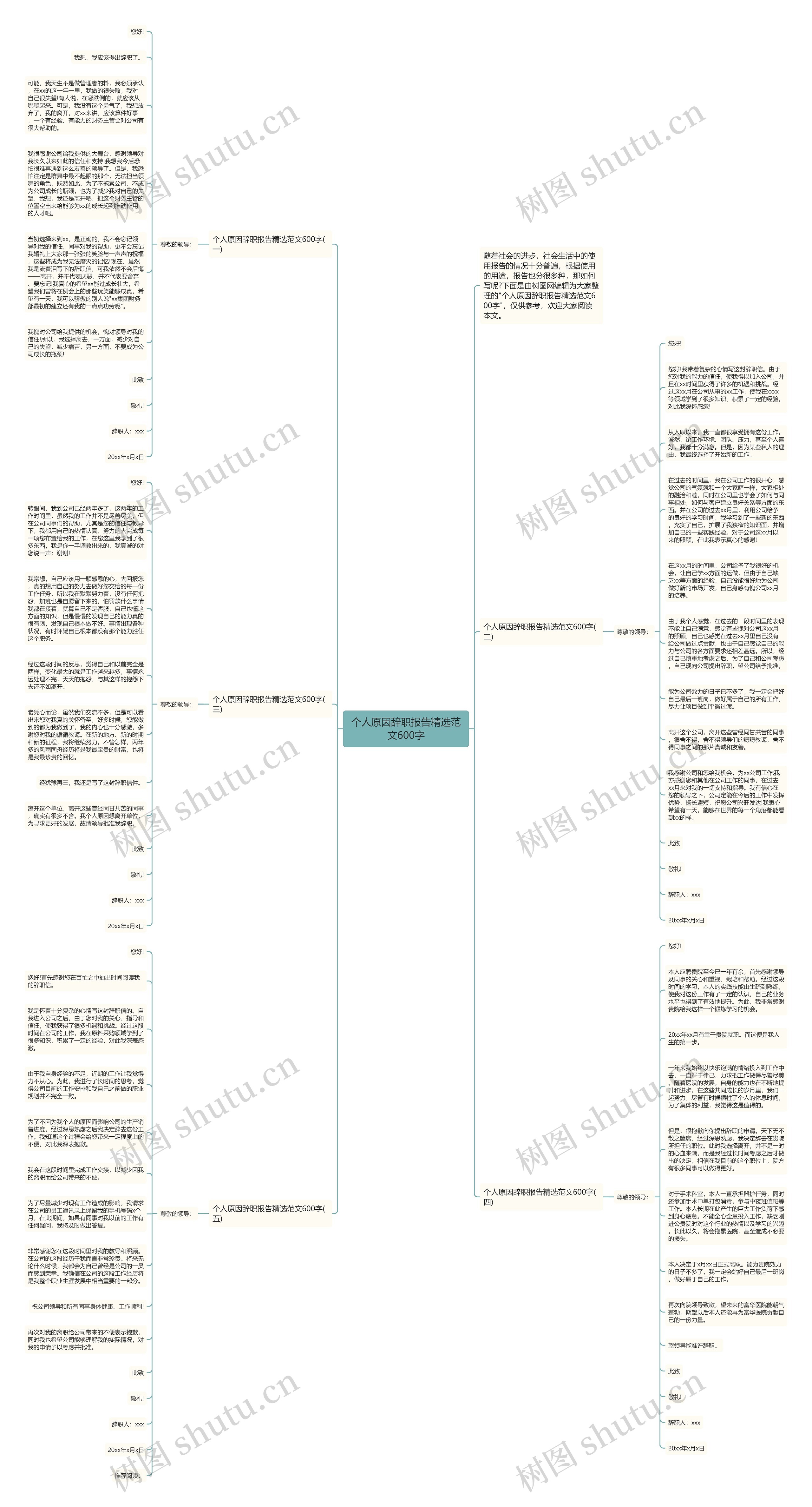个人原因辞职报告精选范文600字思维导图