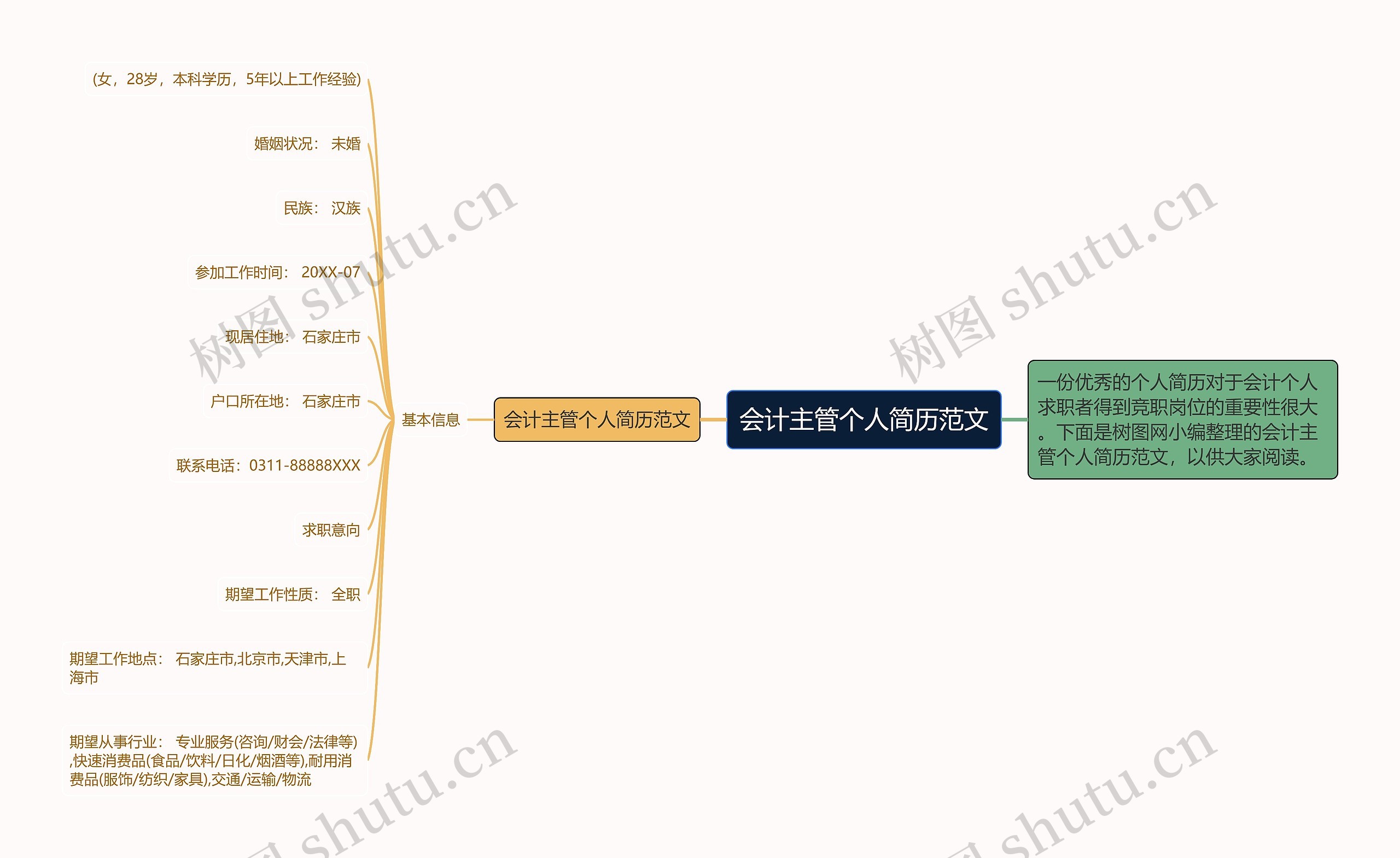 会计主管个人简历范文思维导图