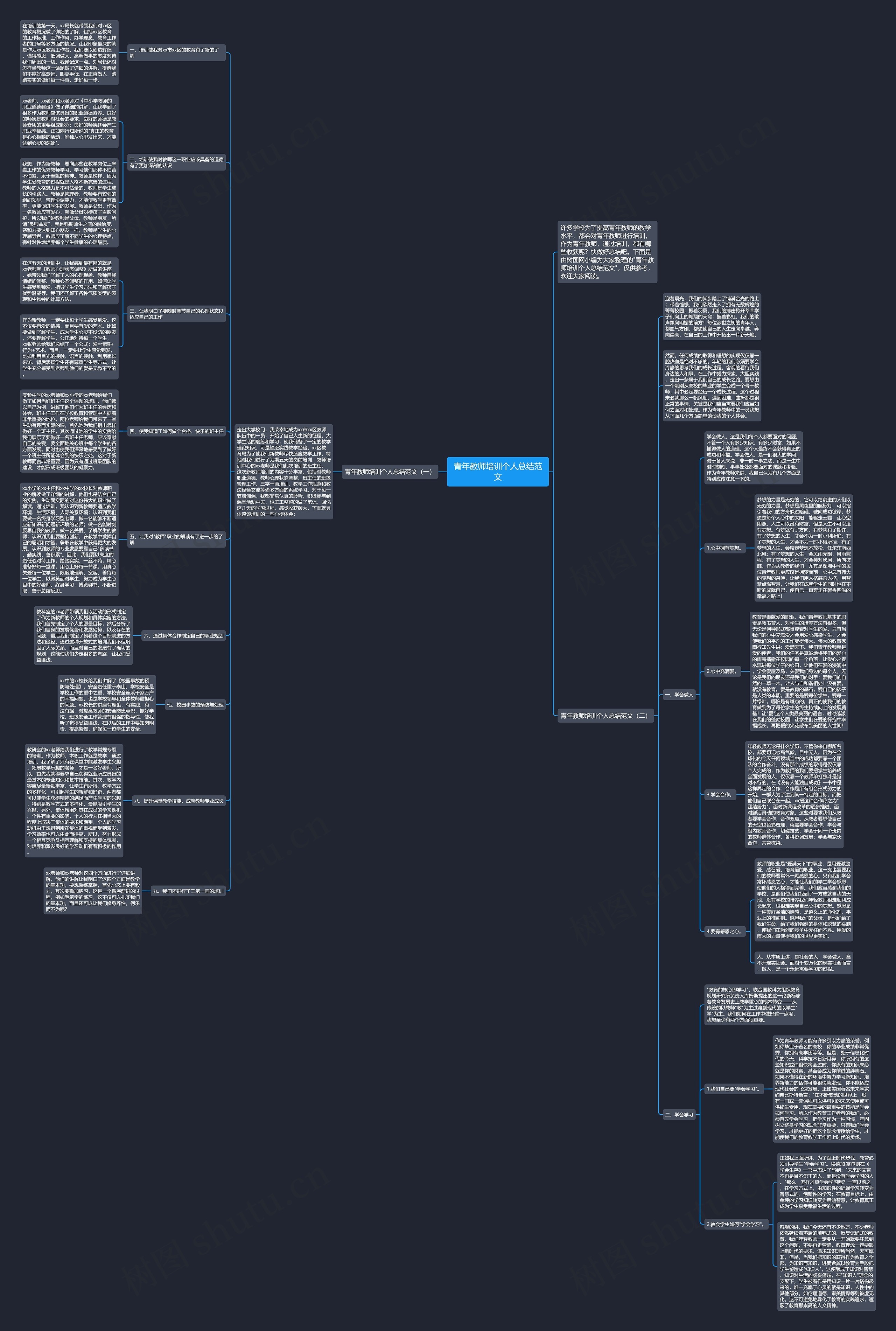青年教师培训个人总结范文思维导图