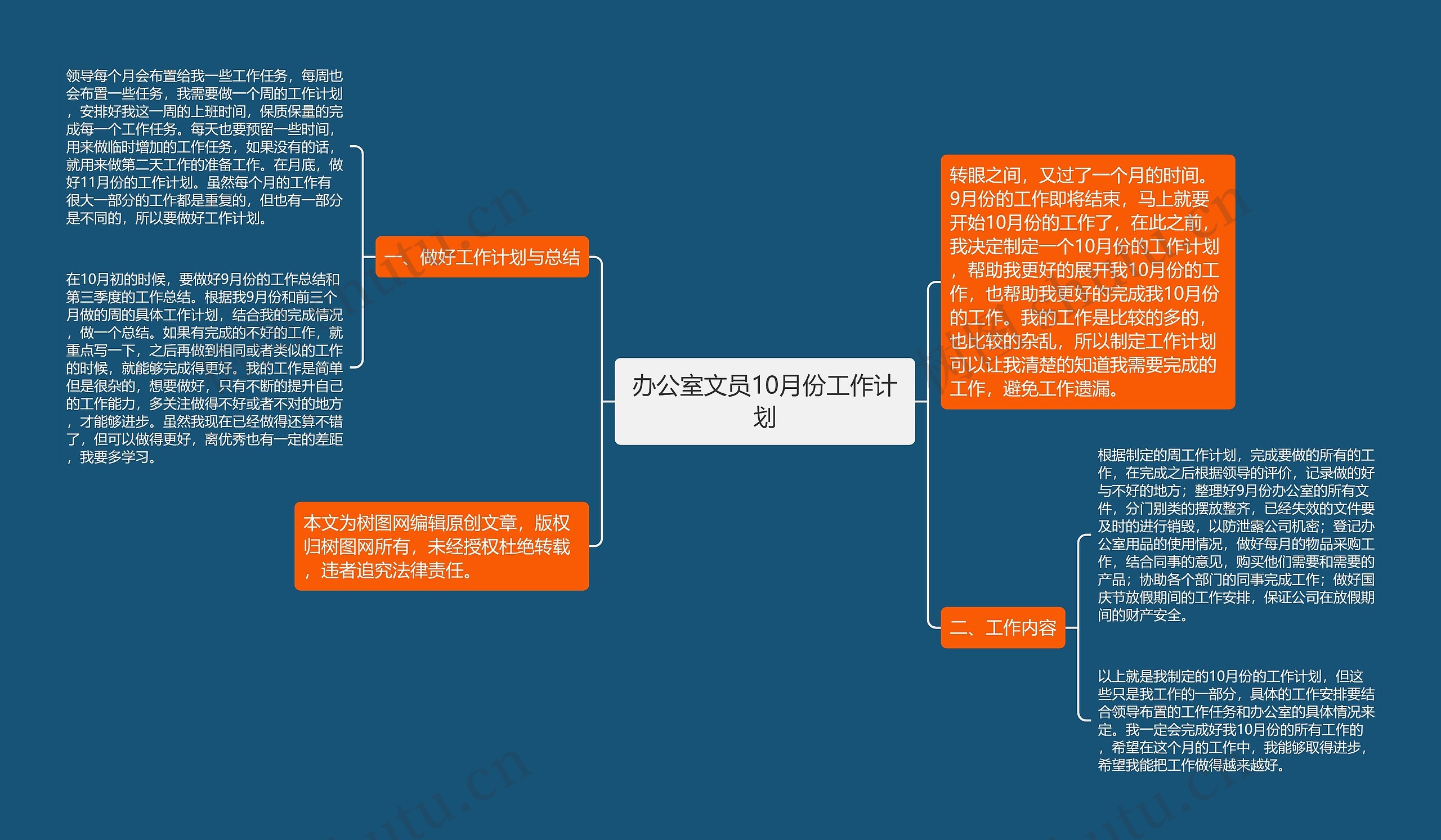 办公室文员10月份工作计划