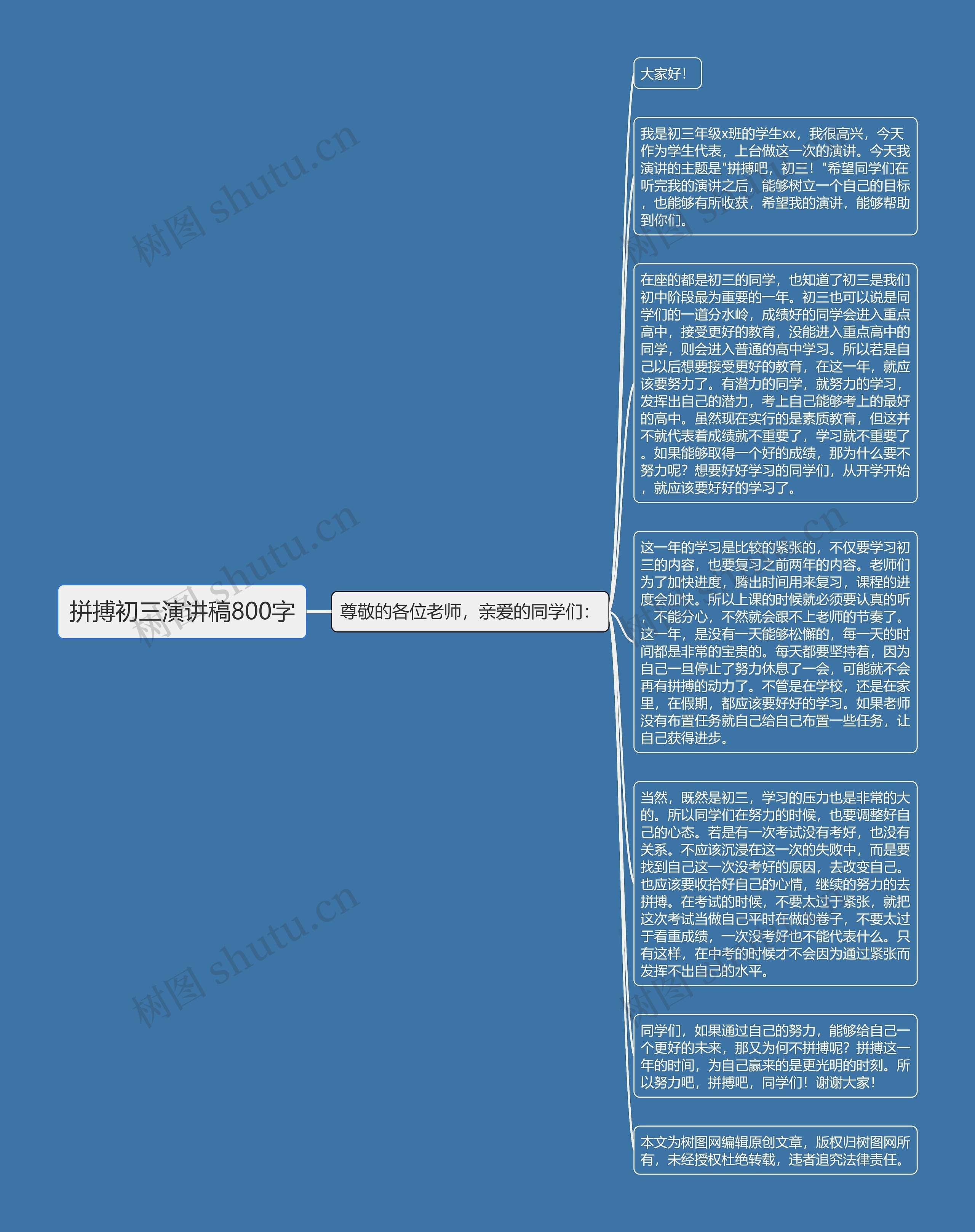 拼搏初三演讲稿800字思维导图