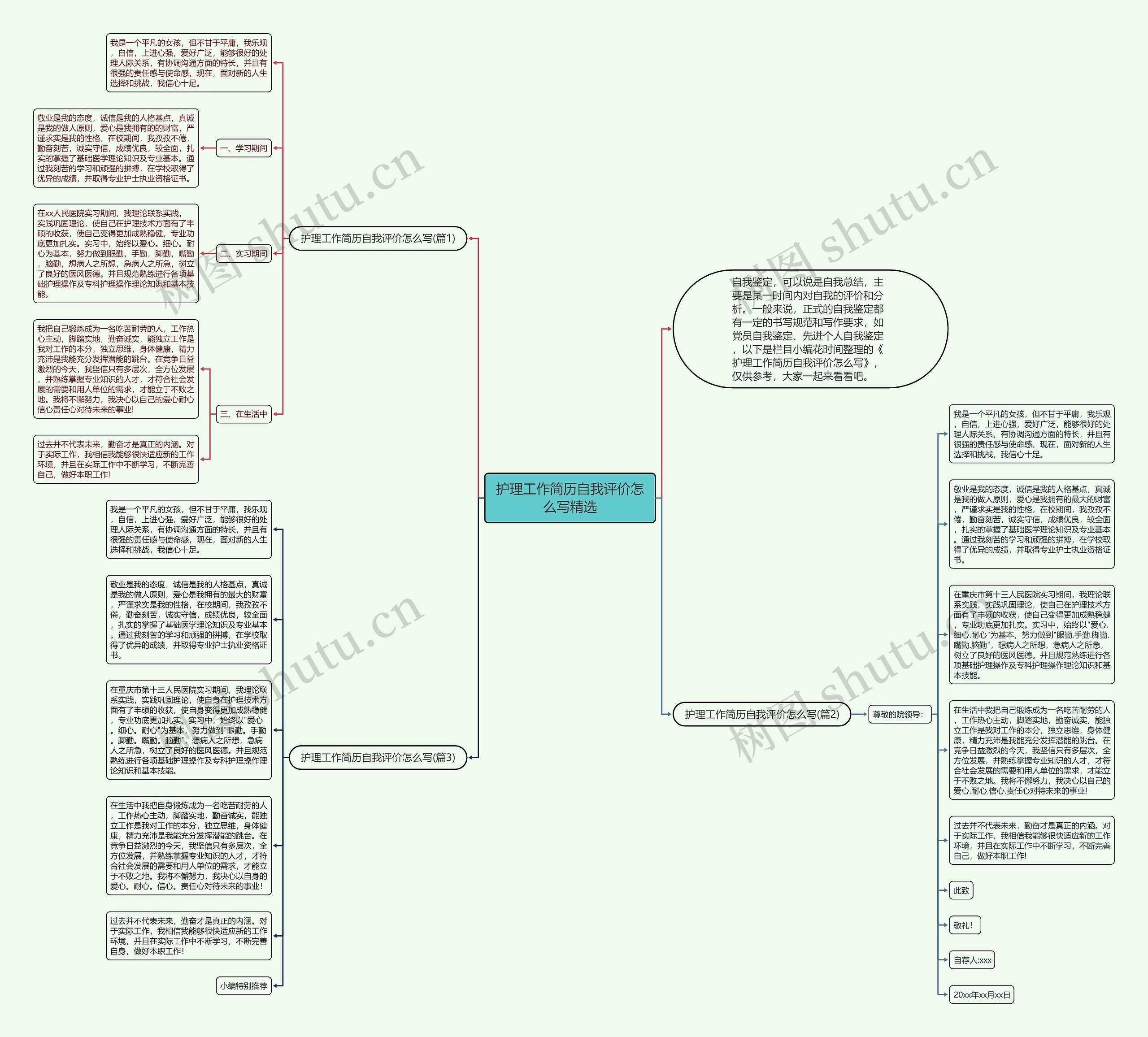 护理工作简历自我评价怎么写精选思维导图