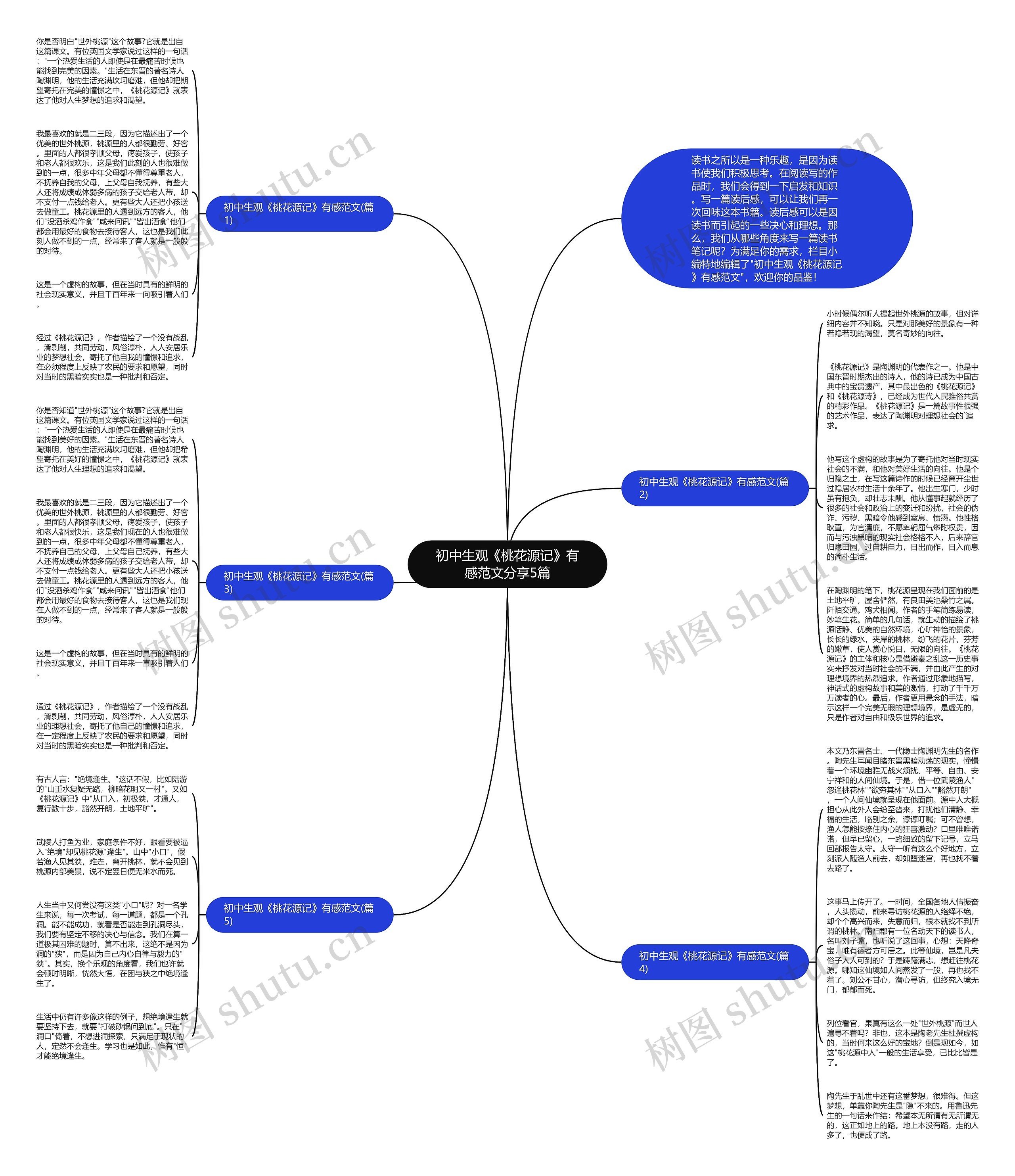 初中生观《桃花源记》有感范文分享5篇思维导图