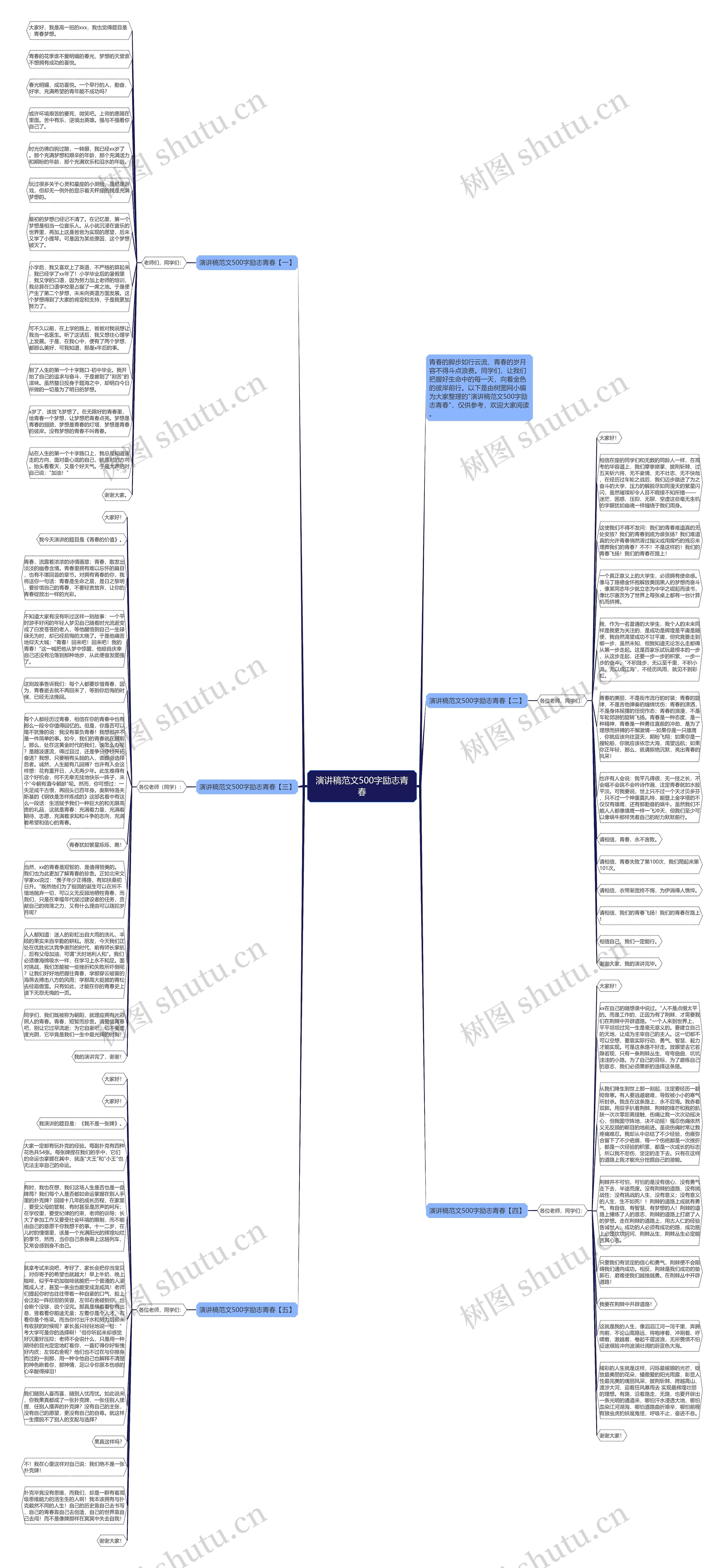 演讲稿范文500字励志青春思维导图