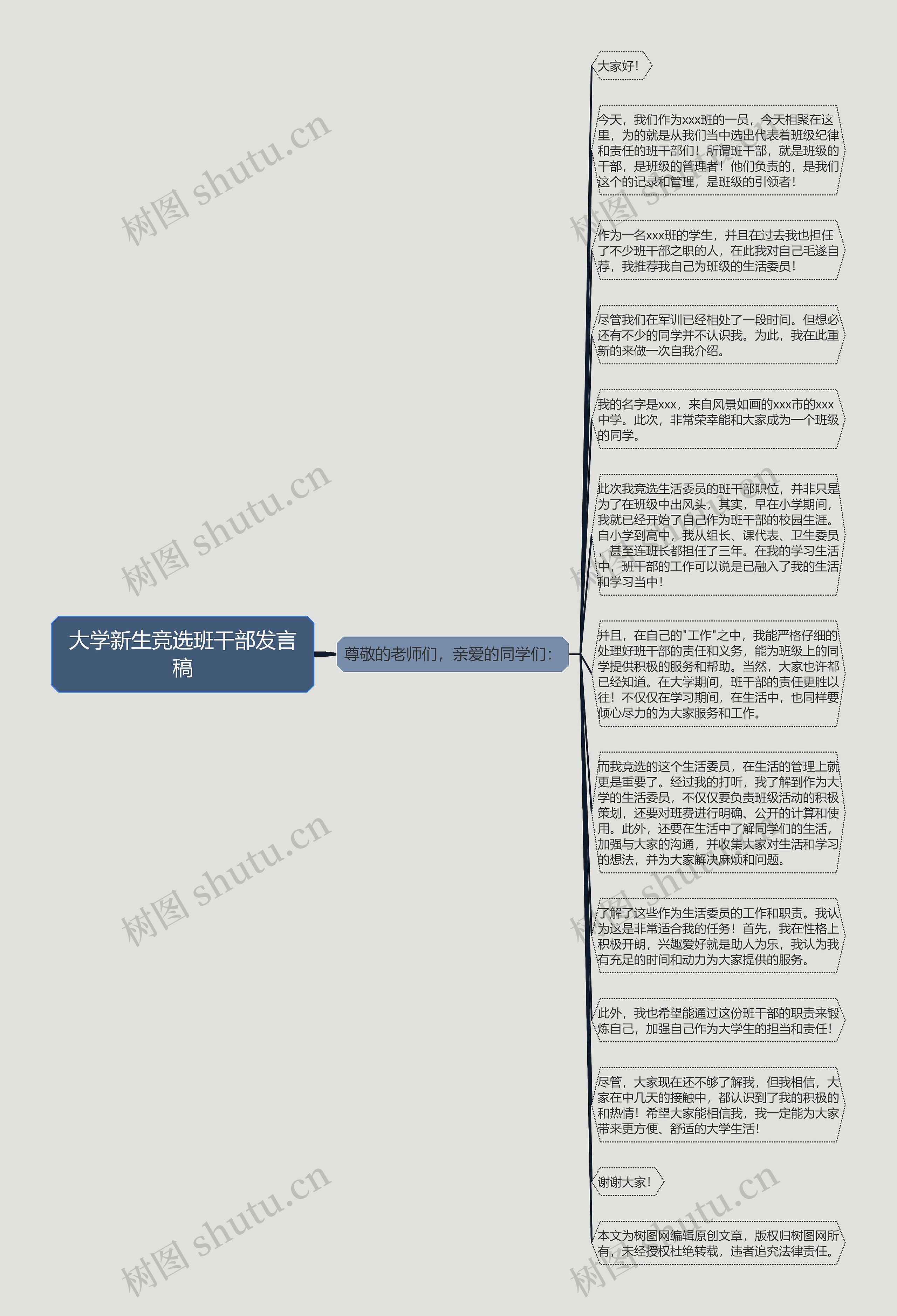 大学新生竞选班干部发言稿思维导图