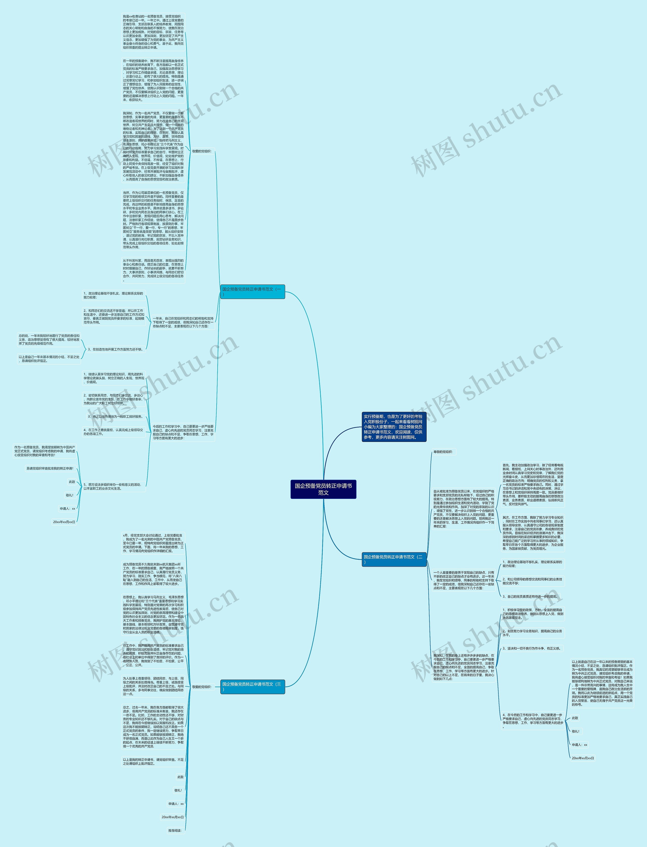 国企预备党员转正申请书范文思维导图
