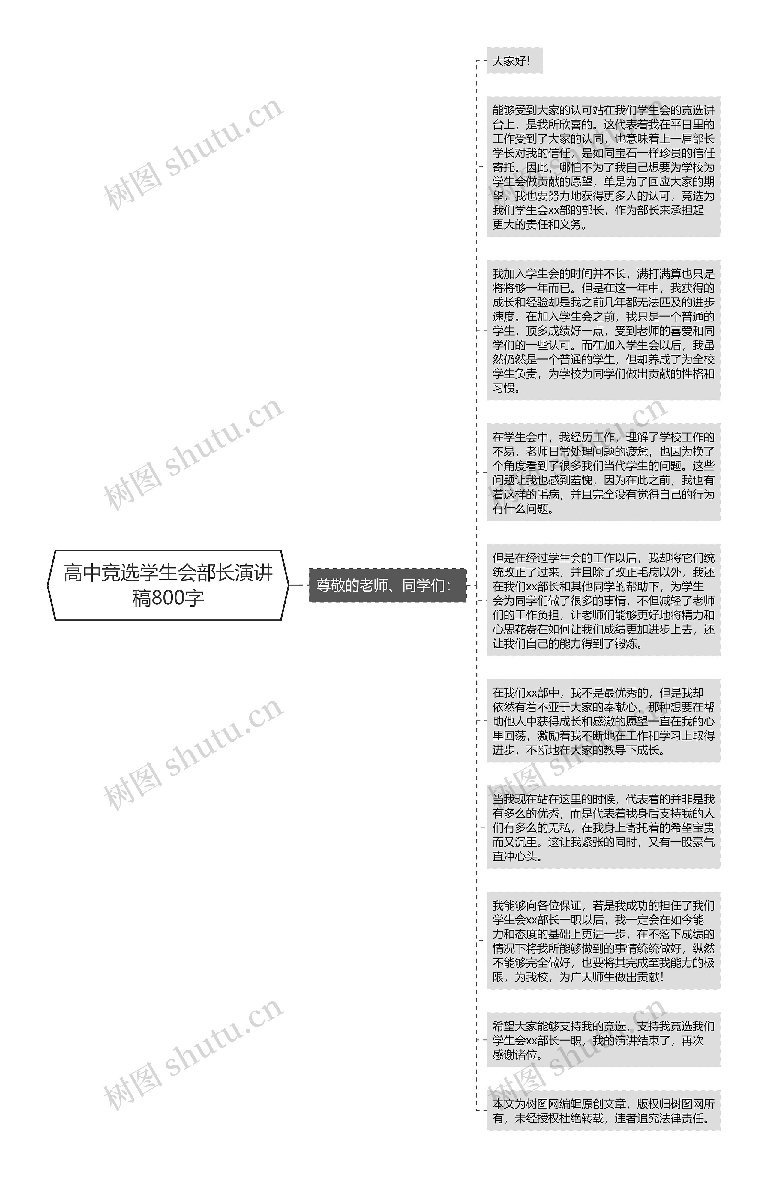 高中竞选学生会部长演讲稿800字思维导图