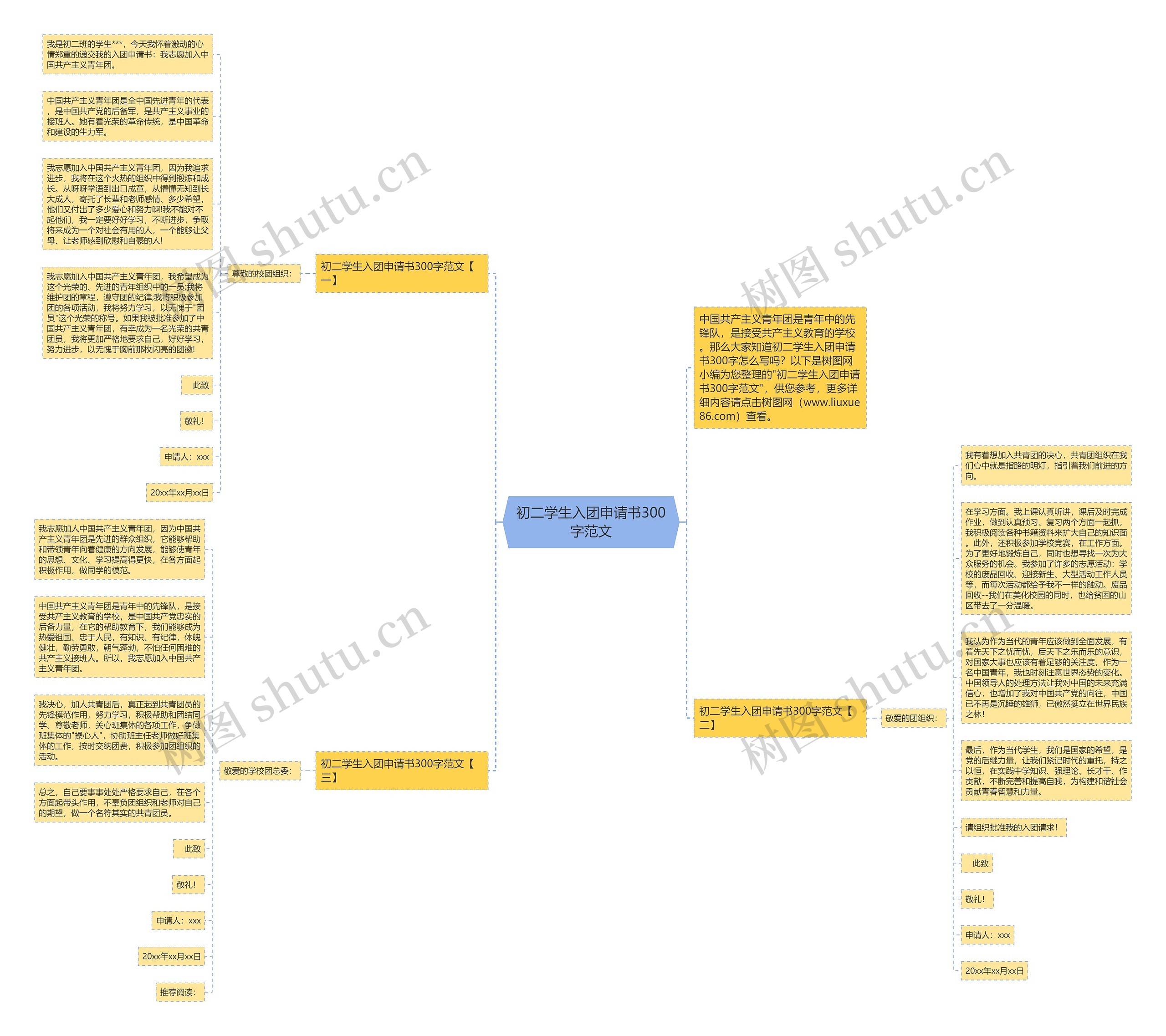 初二学生入团申请书300字范文思维导图